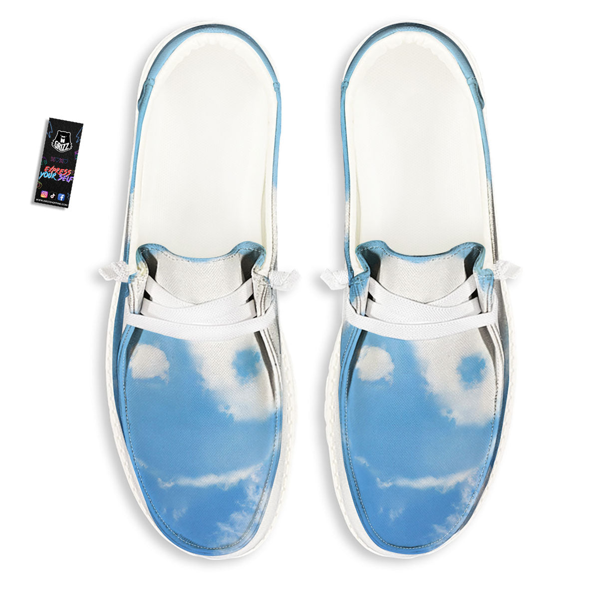 Yin Yang Space And Sky Print White Loafers-grizzshop