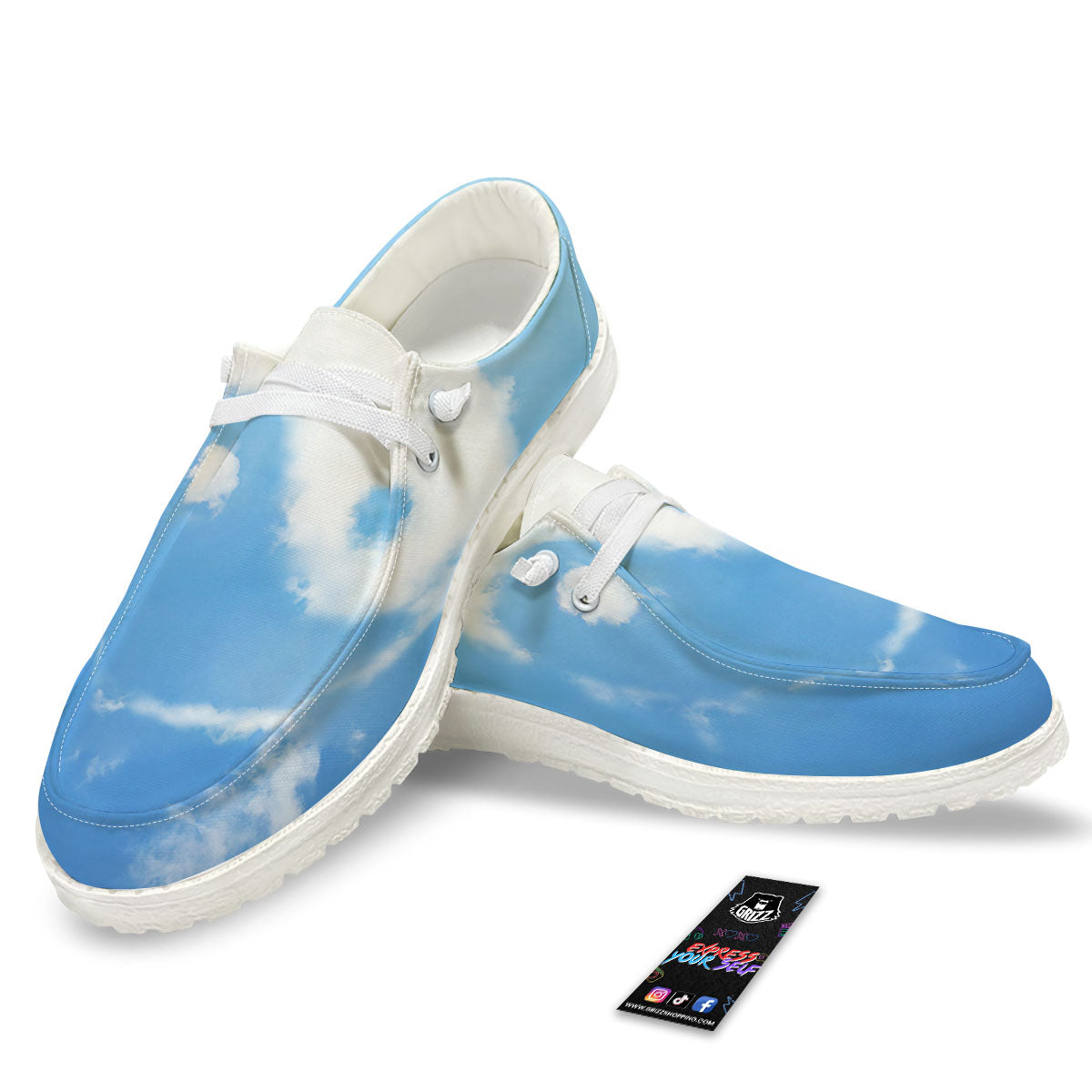 Yin Yang Space And Sky Print White Loafers-grizzshop