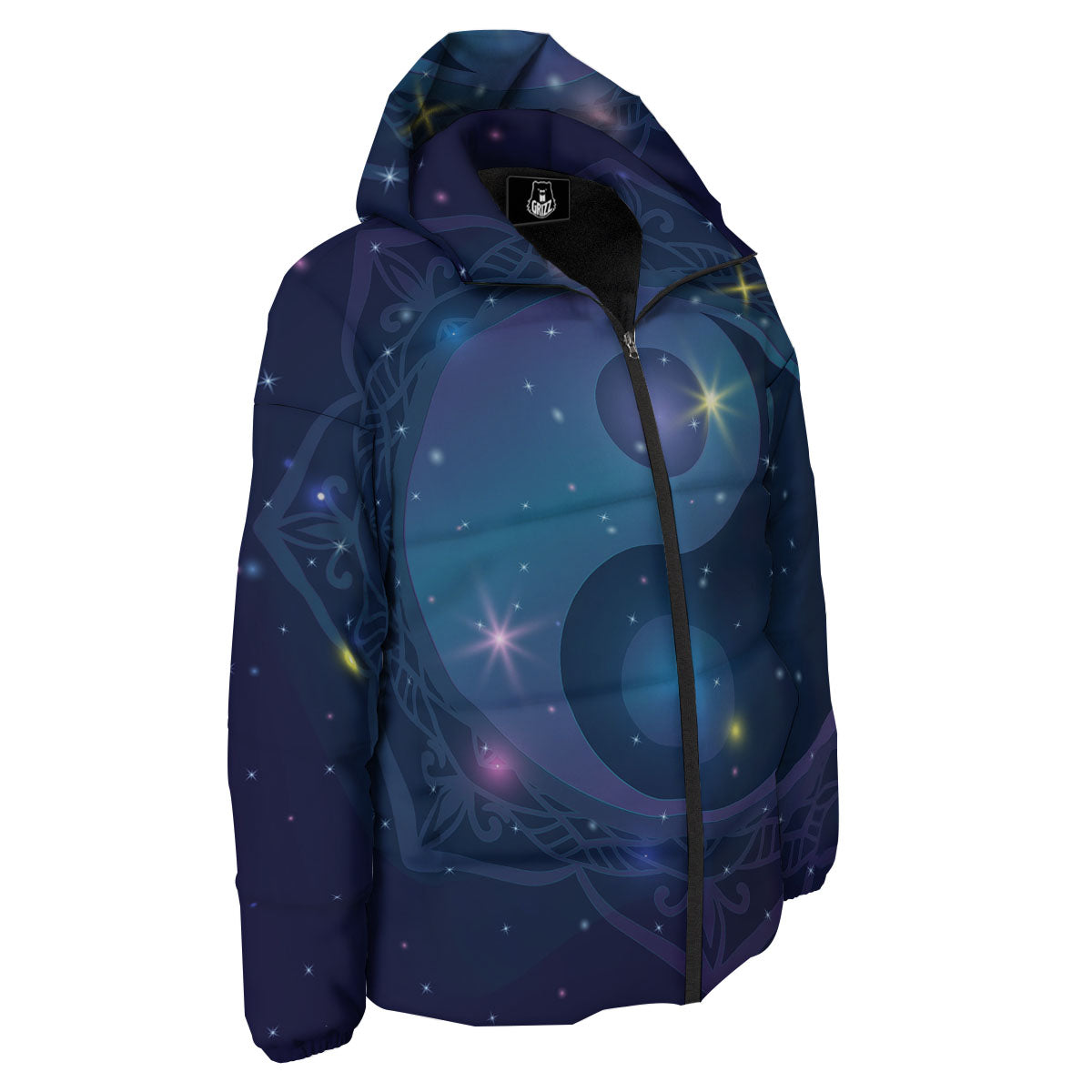Yin Yang Space Print Down Jacket-grizzshop