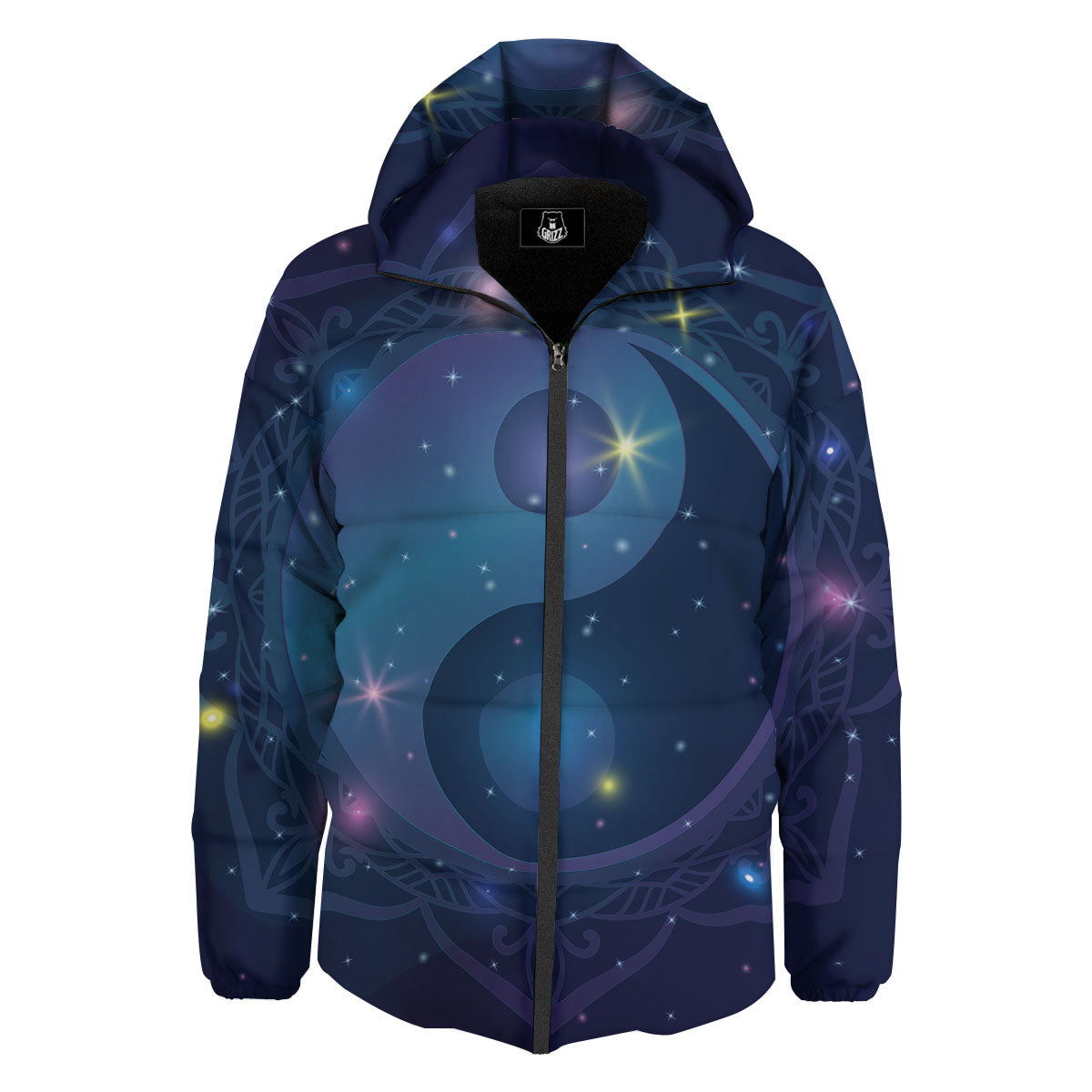 Yin Yang Space Print Down Jacket-grizzshop