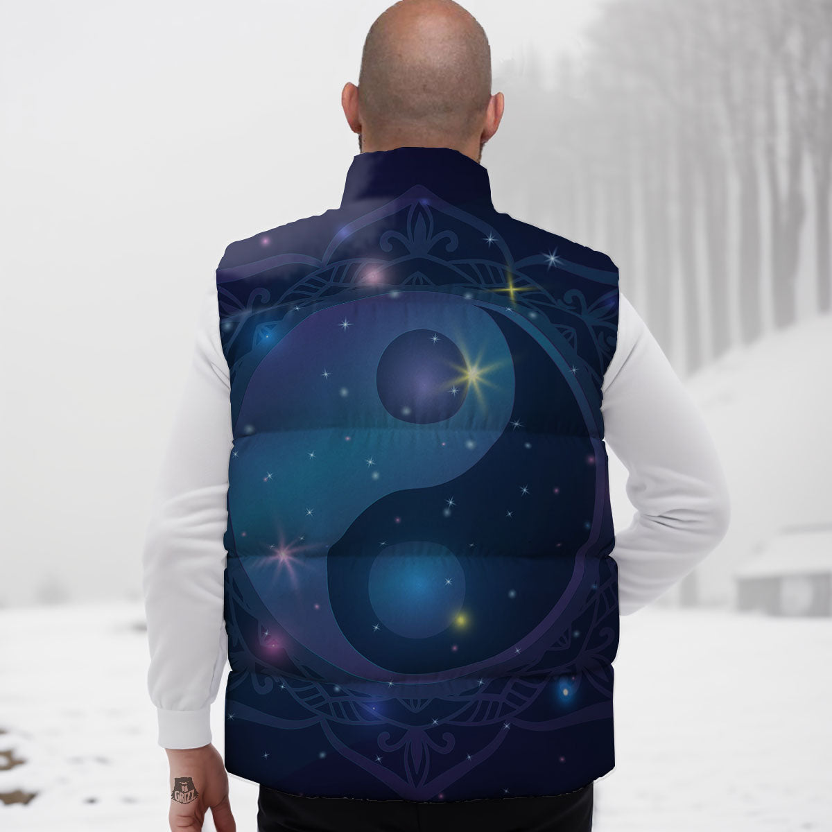 Yin Yang Space Print Down Vest