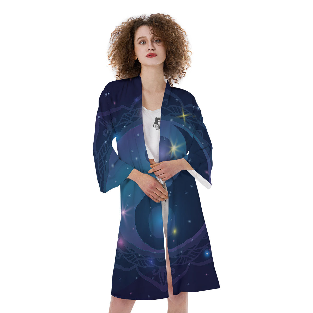 Yin Yang Space Print Kimono-grizzshop