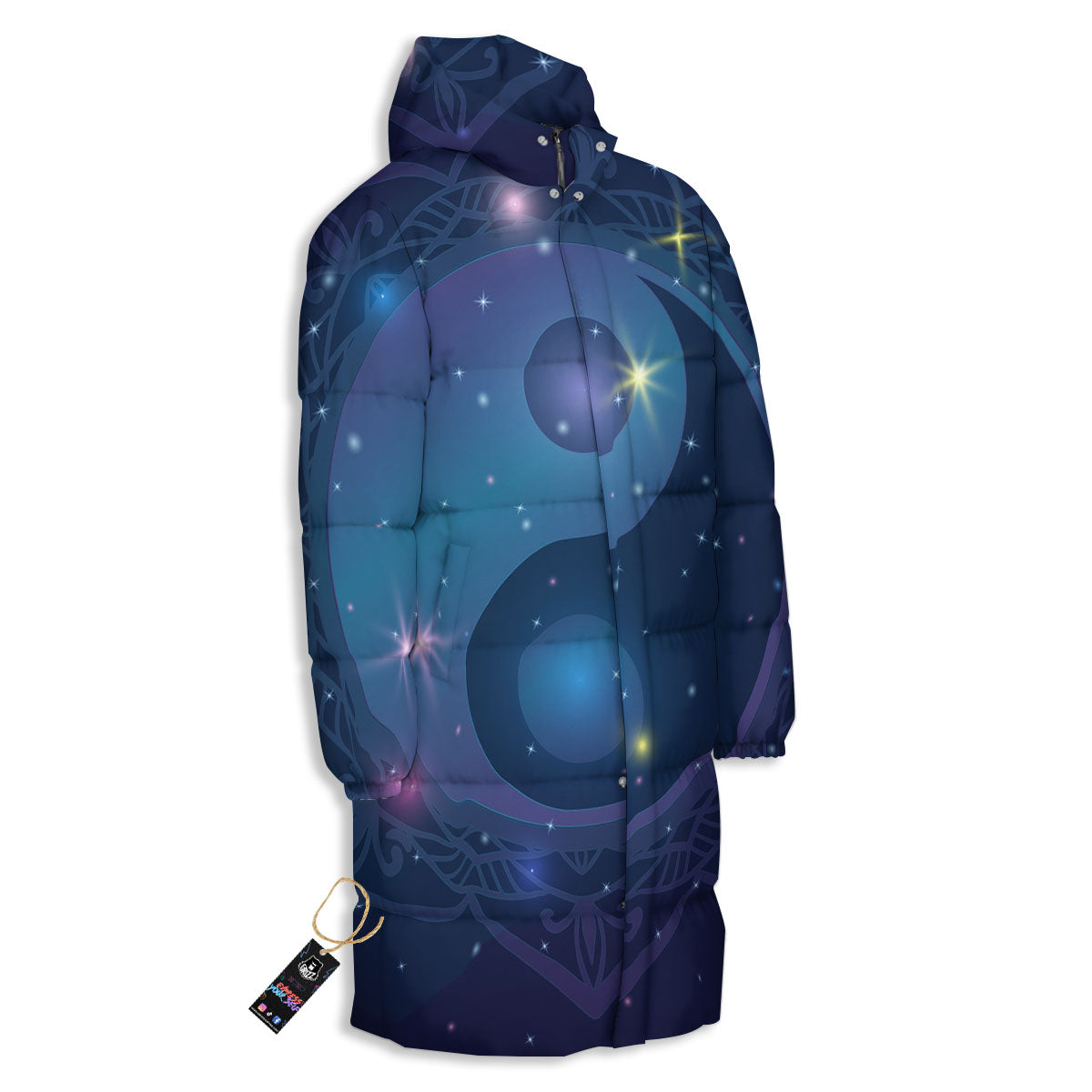 Yin Yang Space Print Long Down Jacket-grizzshop