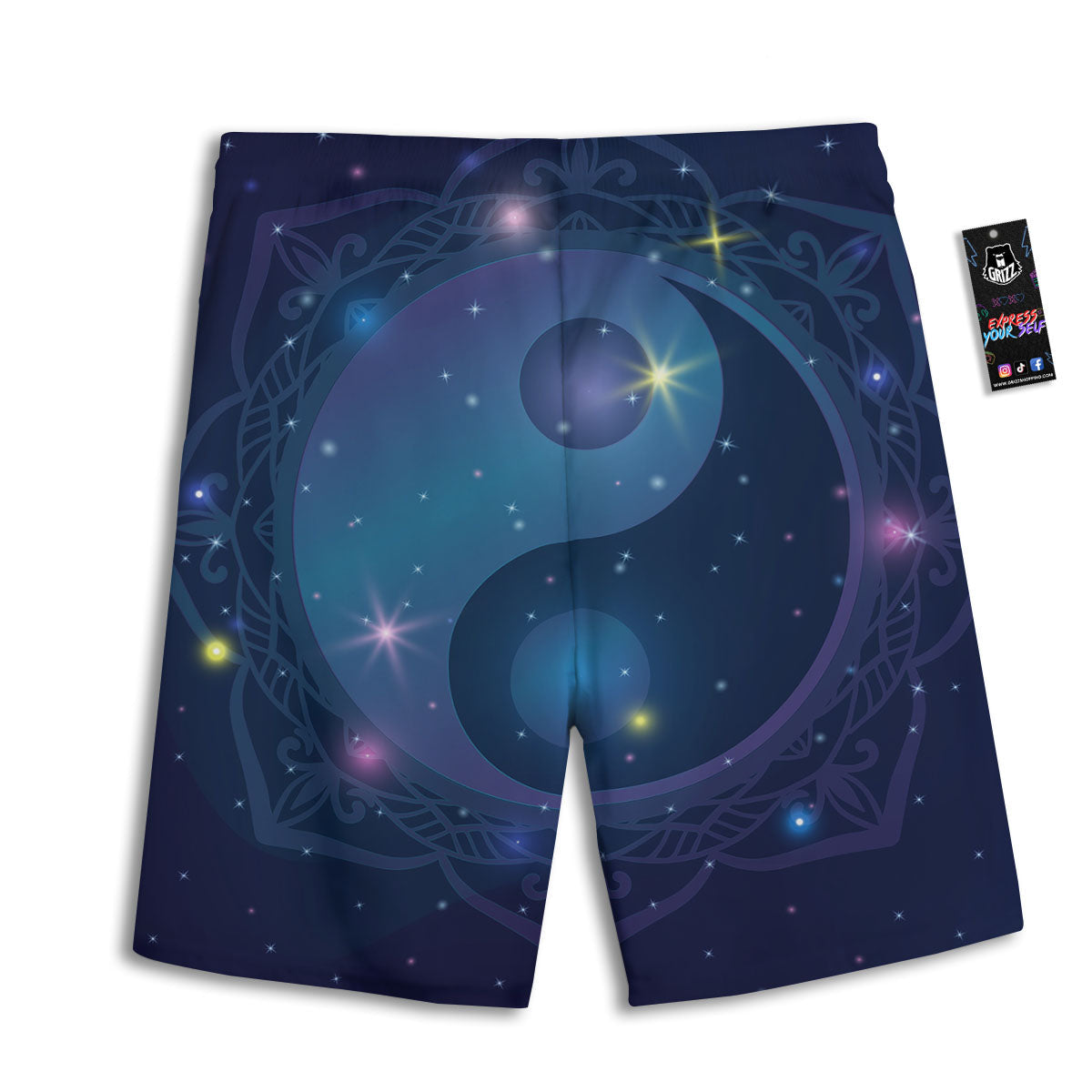 Yin Yang Space Print Men's Athletic Shorts