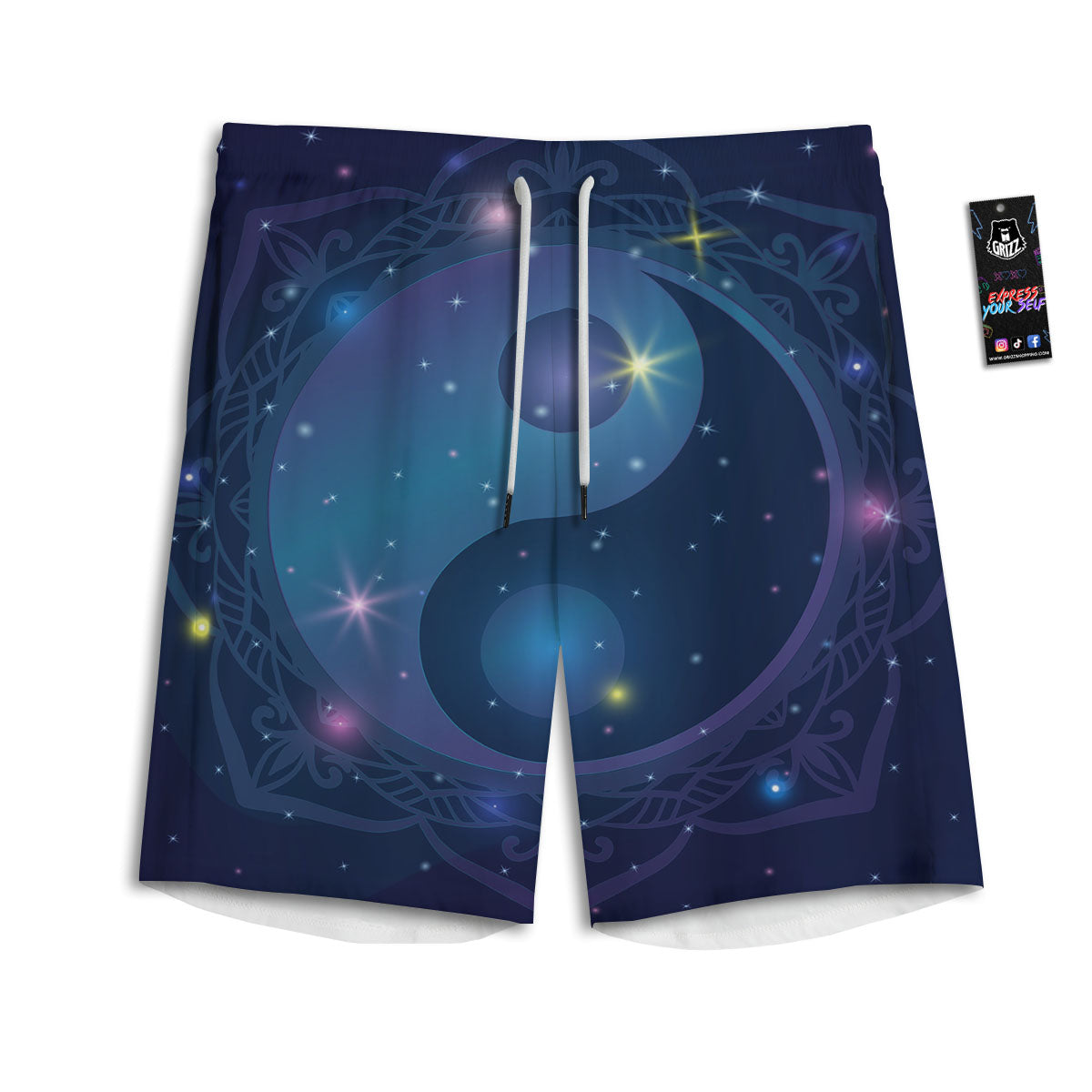 Yin Yang Space Print Men's Athletic Shorts