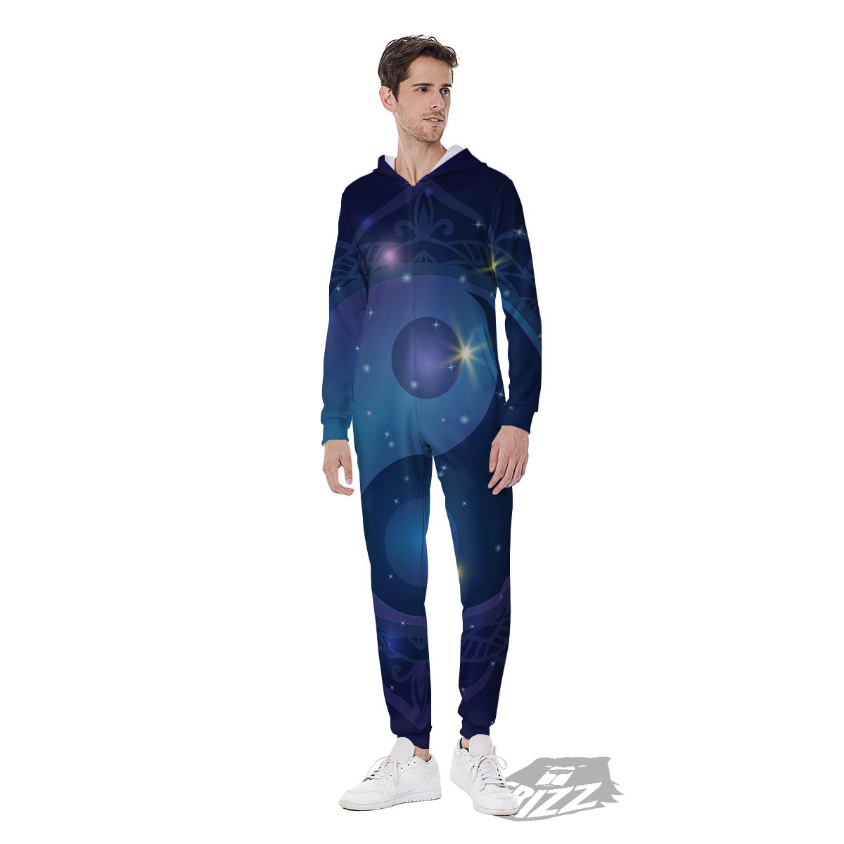 Yin Yang Space Print Men's Jumpsuit-grizzshop