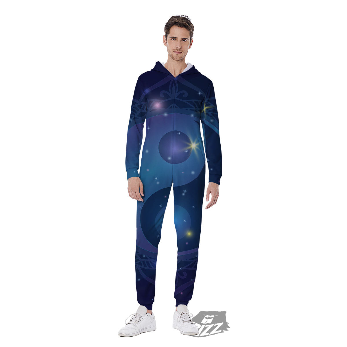 Yin Yang Space Print Men's Jumpsuit-grizzshop