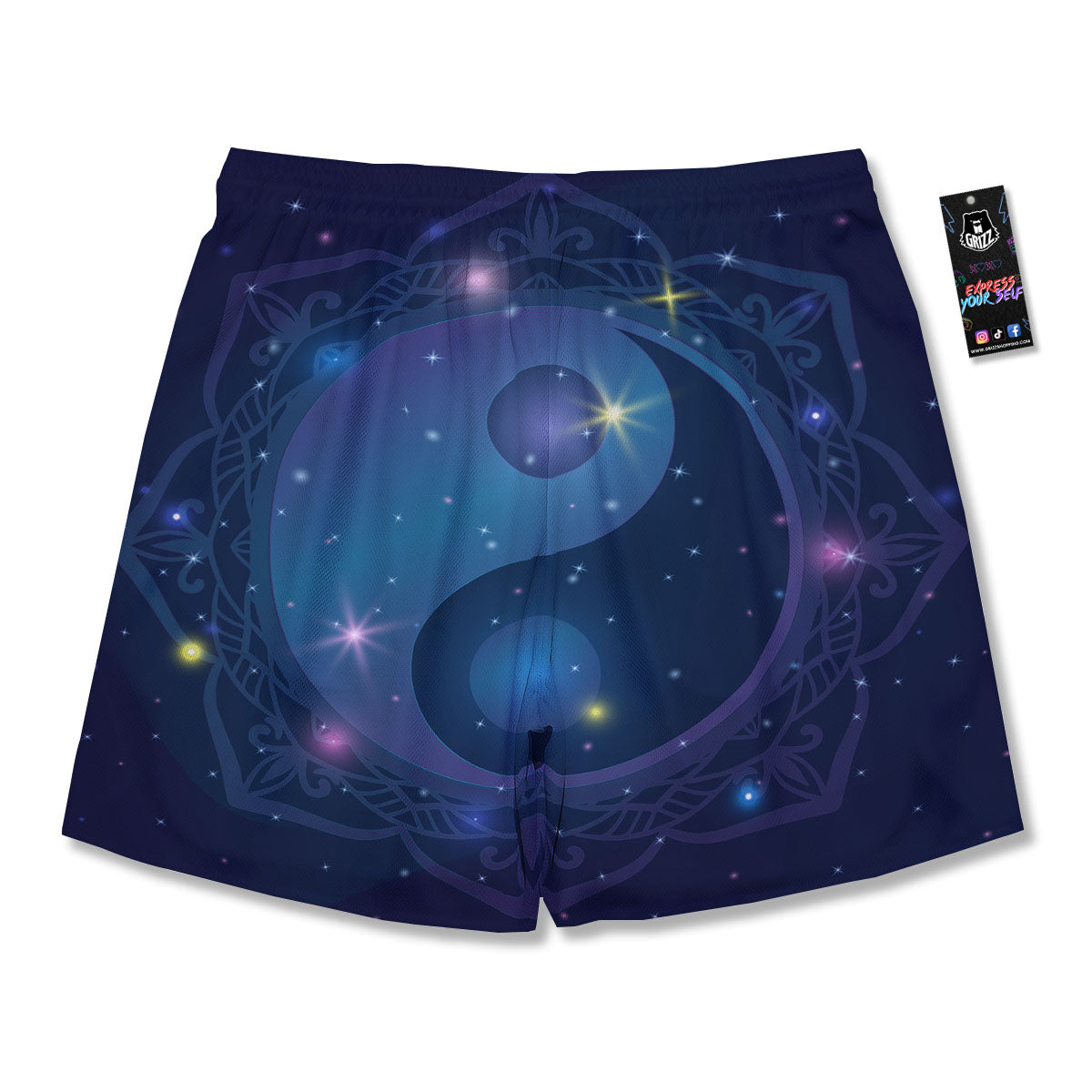 Yin Yang Space Print Men's Running Shorts-grizzshop
