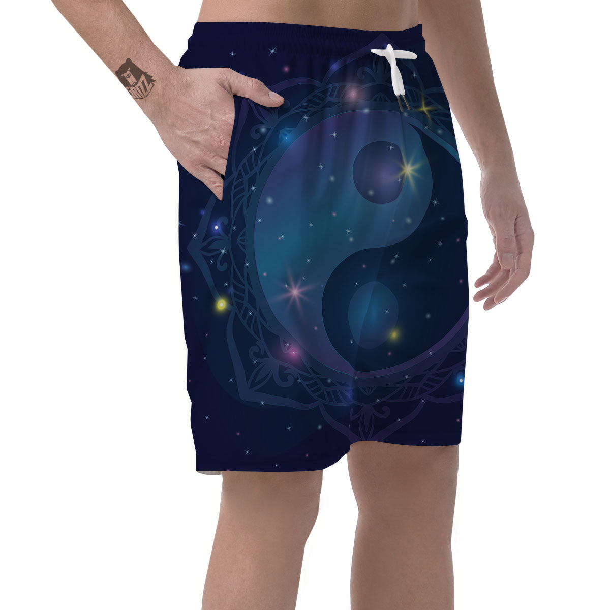 Yin Yang Space Print Men's Shorts-grizzshop