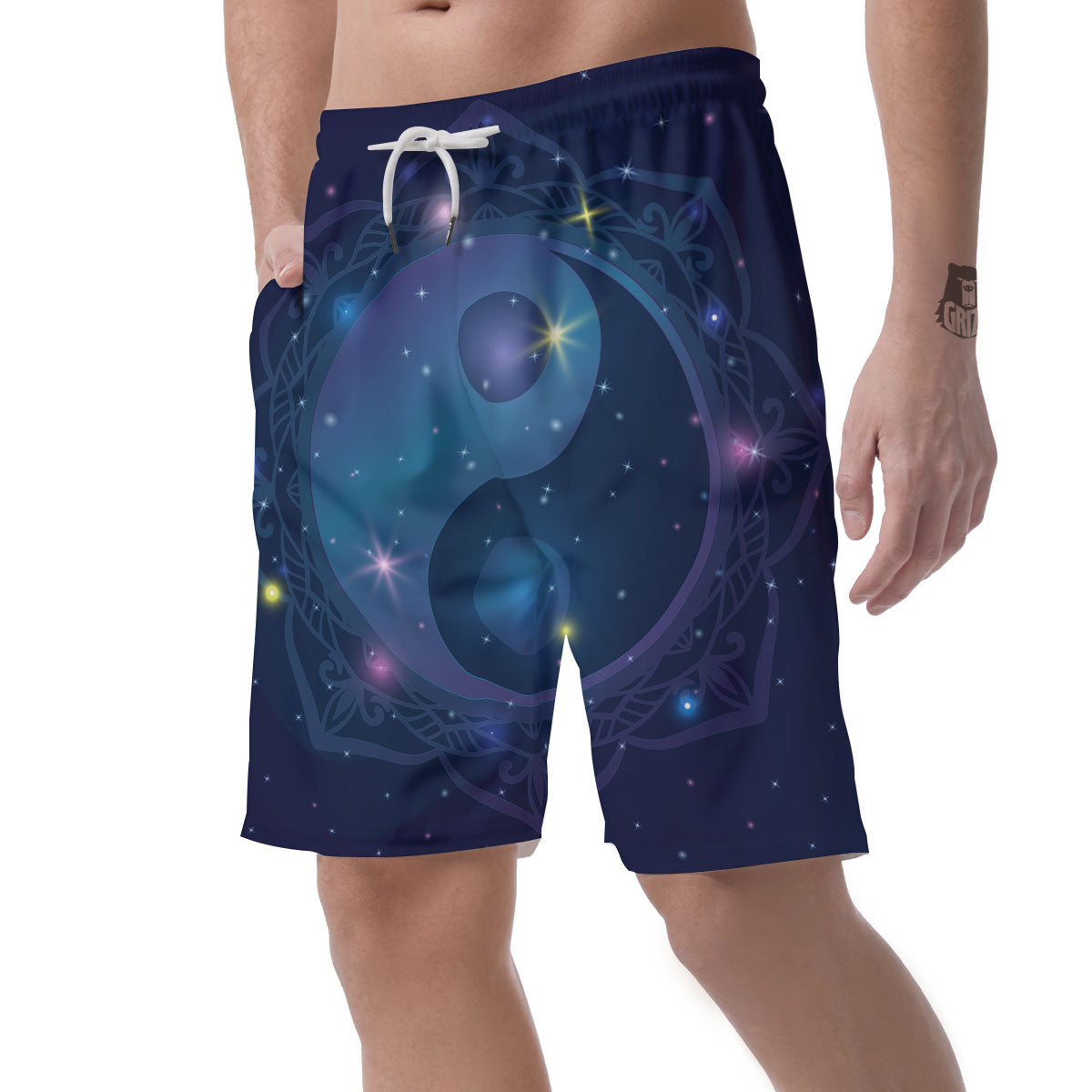 Yin Yang Space Print Men's Shorts-grizzshop