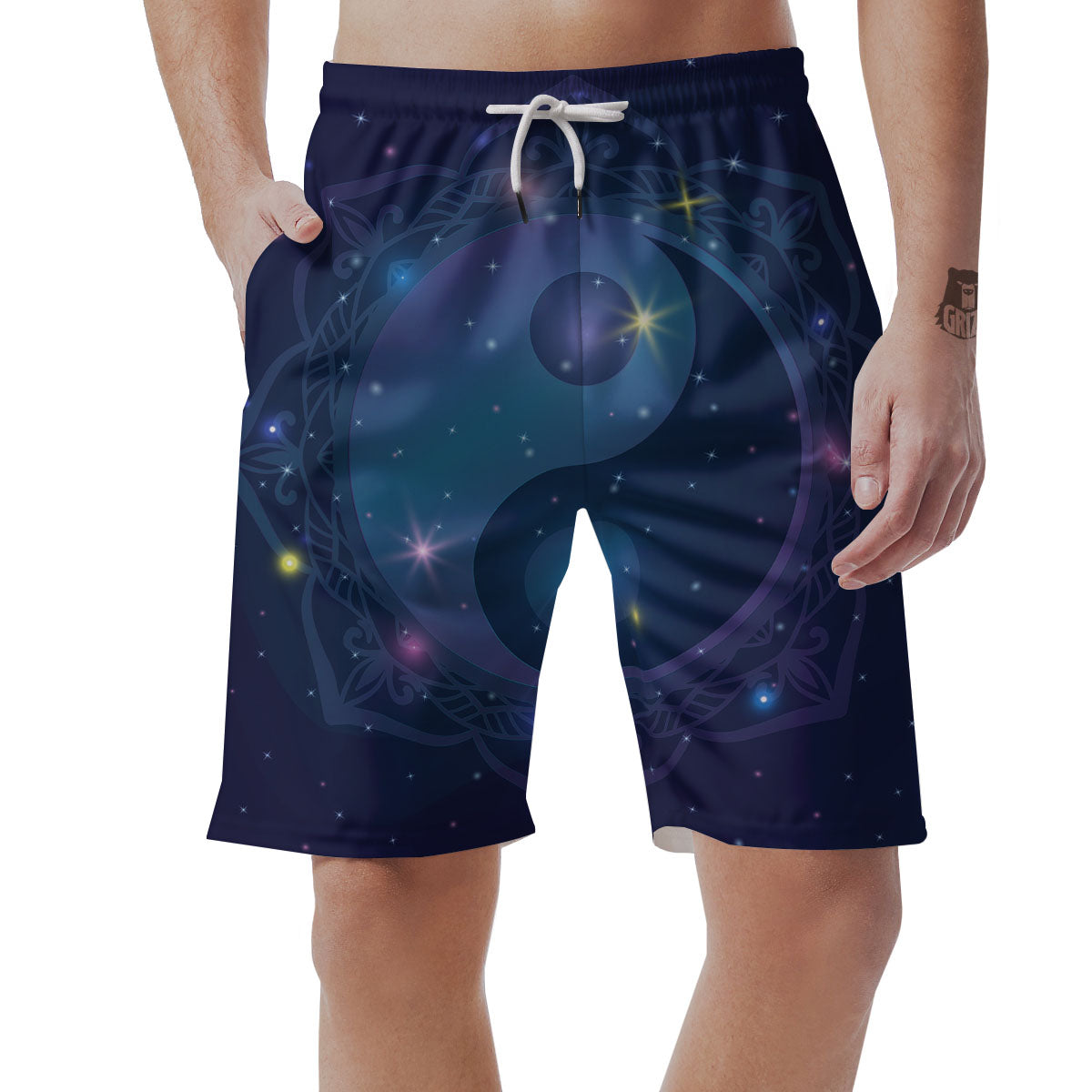 Yin Yang Space Print Men's Shorts-grizzshop