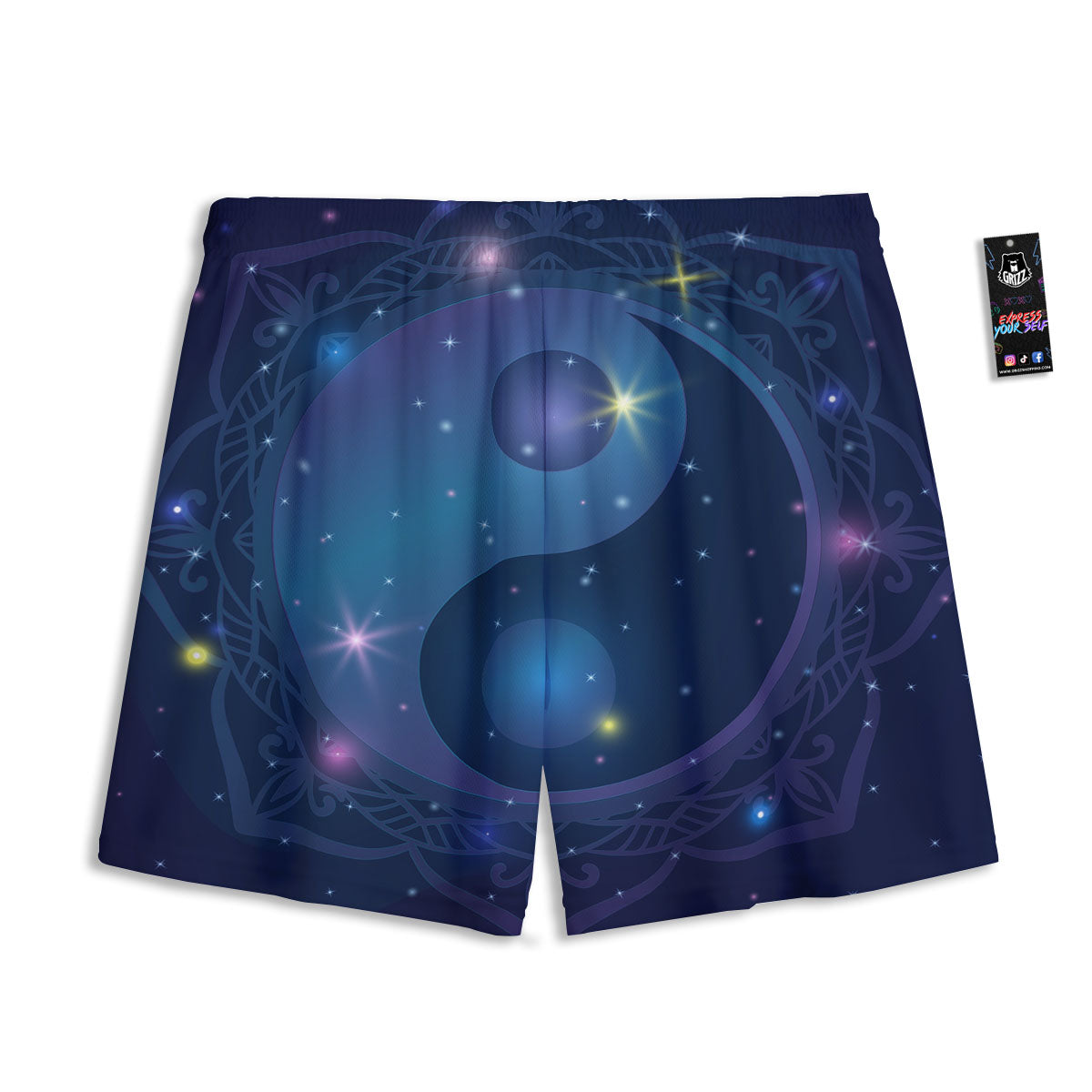 Yin Yang Space Print Mesh Shorts