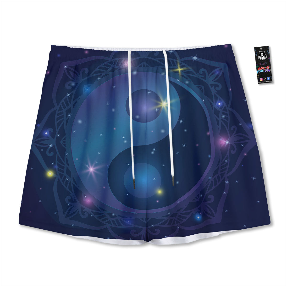 Yin Yang Space Print Mesh Shorts