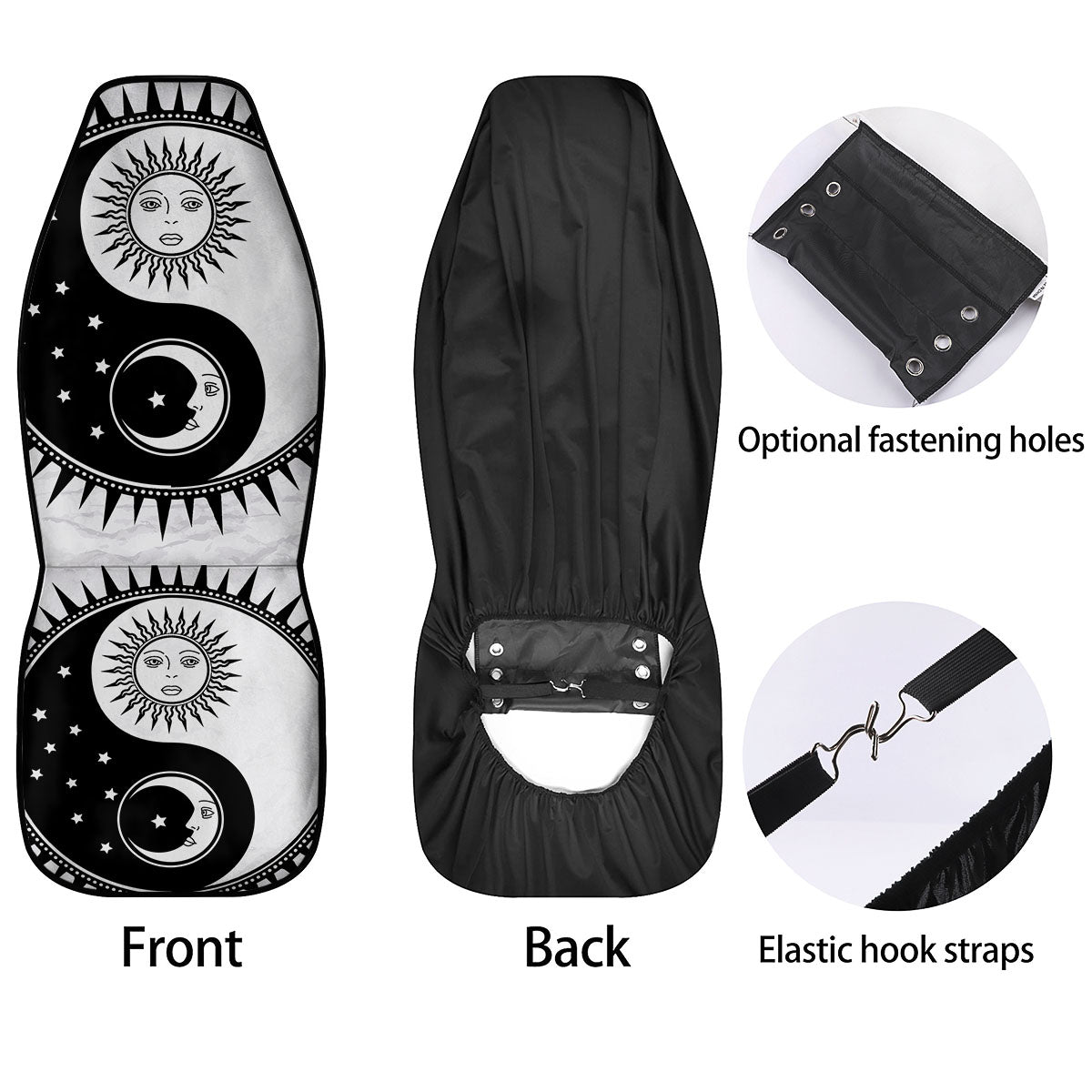 Yin Yang Sun White And Black Print Car Seat Covers-grizzshop