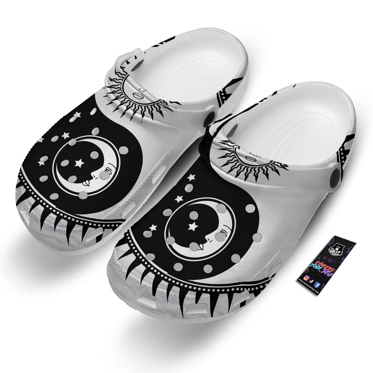Yin Yang Sun White And Black Print Clog-grizzshop