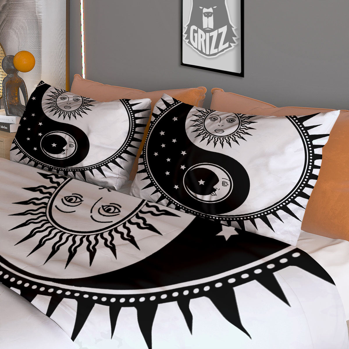 Yin Yang Sun White And Black Print Duvet Cover Bedding Set