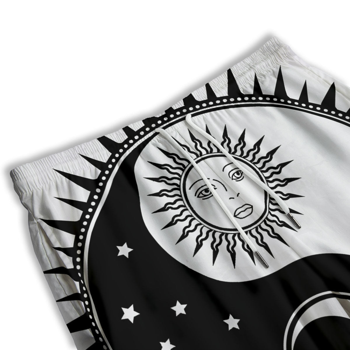 Yin Yang Sun White And Black Print Men's Athletic Shorts