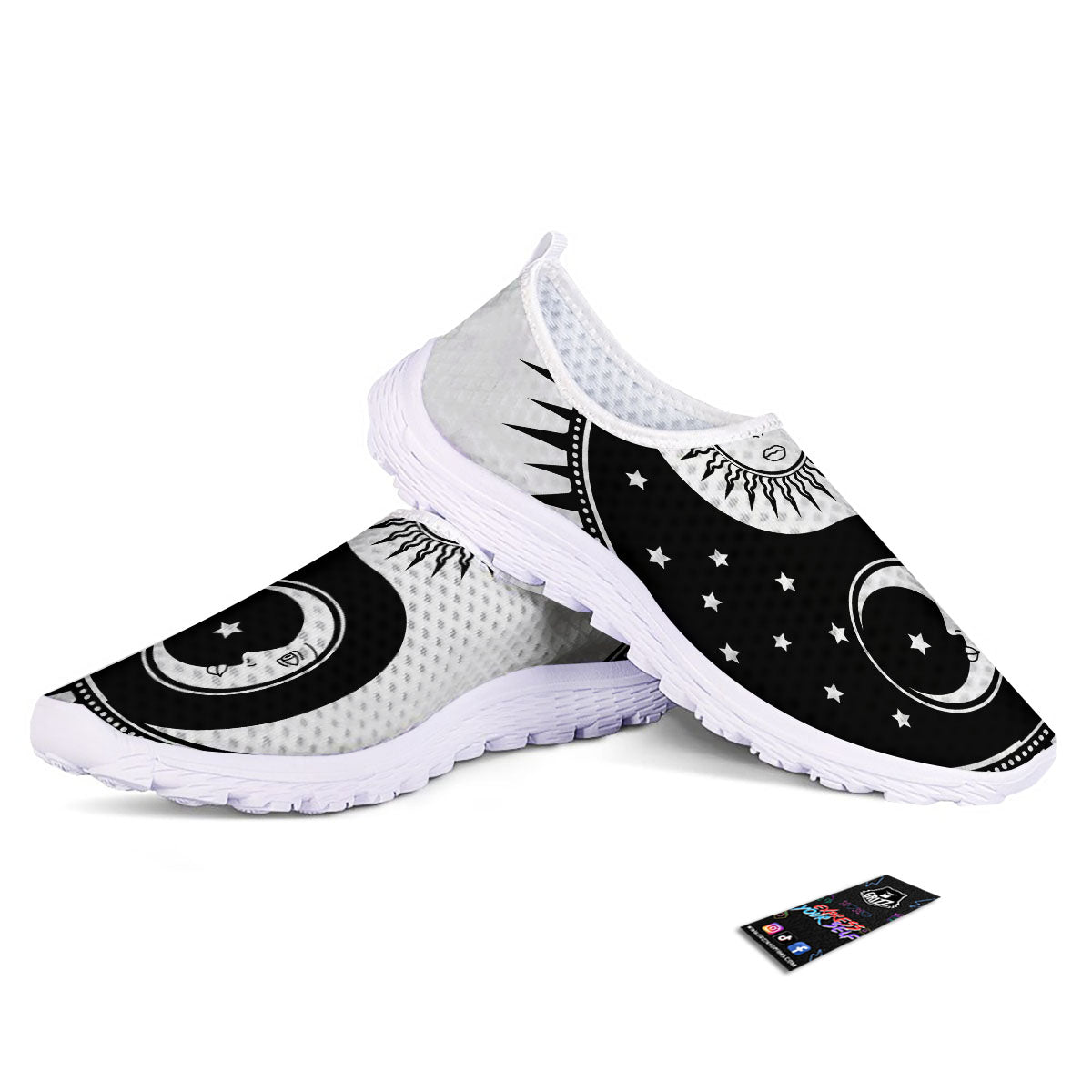 Yin Yang Sun White And Black Print Nurse Shoes-grizzshop