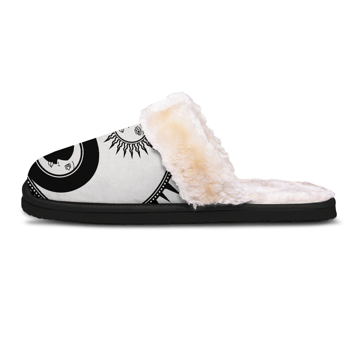 Yin Yang Sun White And Black Print Slippers-grizzshop