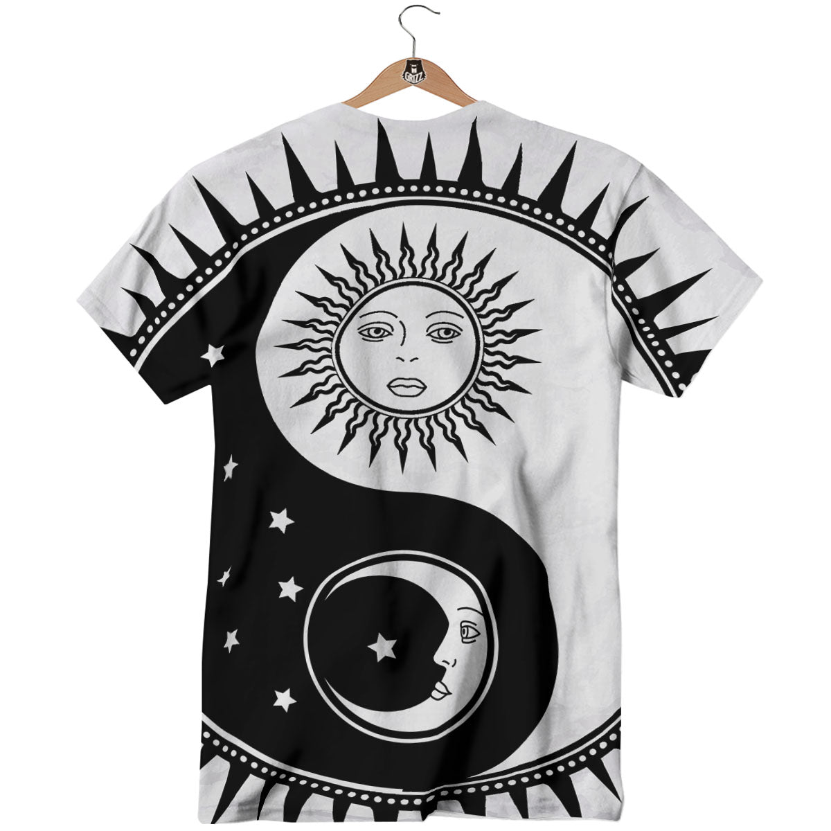 Yin Yang Sun White And Black Print T-Shirt-grizzshop