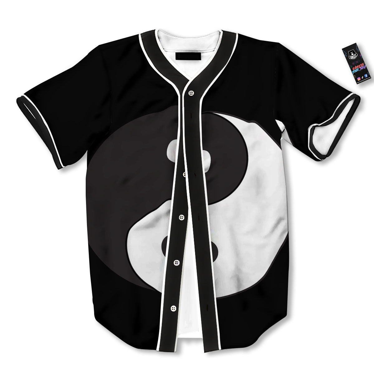 Yin Yang Symbol White And Black Print Baseball Jersey-grizzshop