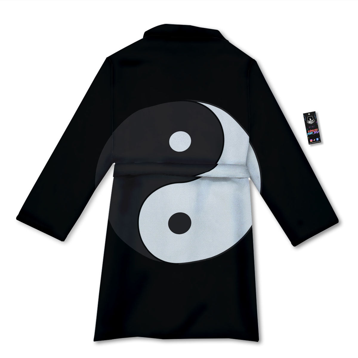 Yin Yang Symbol White And Black Print Bathrobe-grizzshop