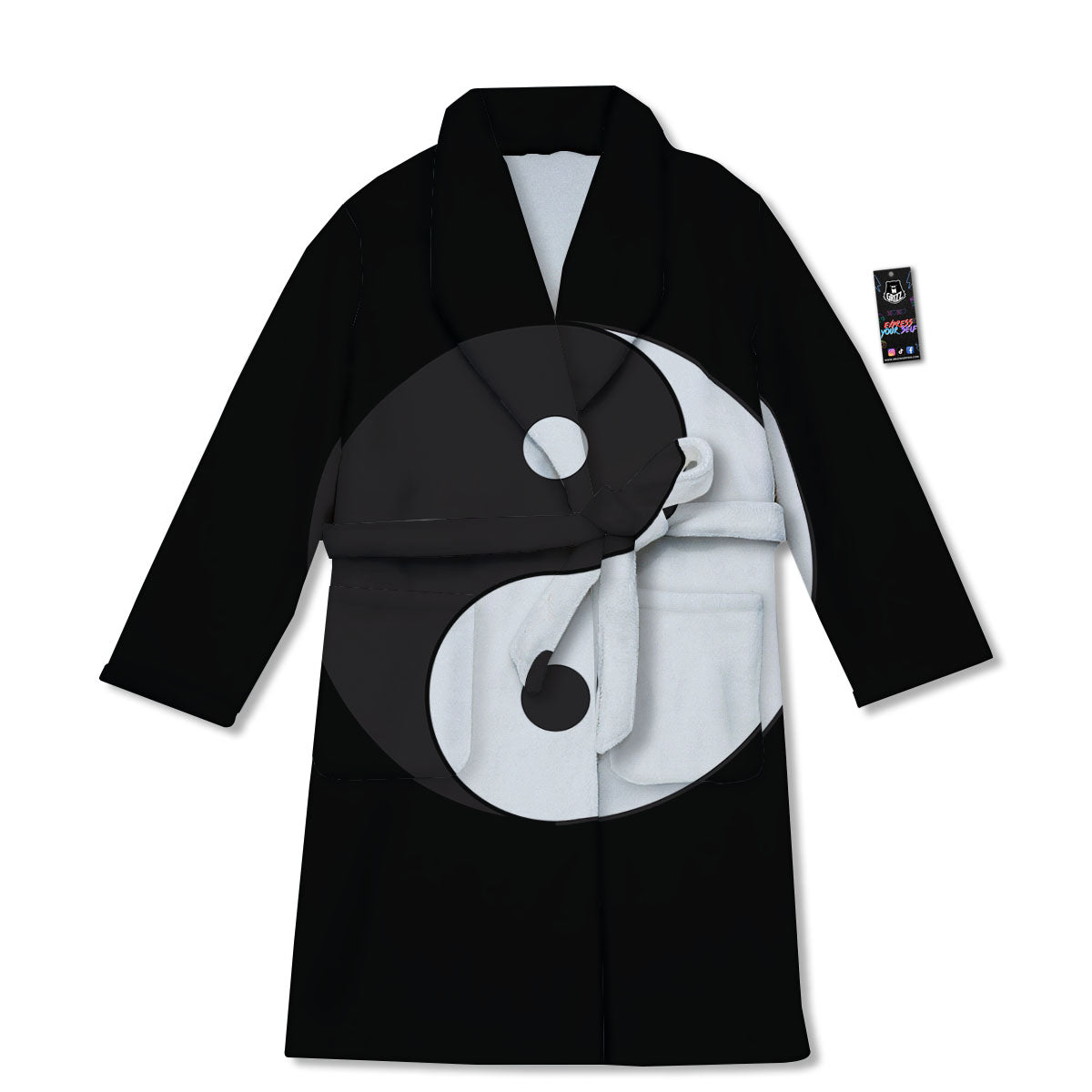 Yin Yang Symbol White And Black Print Bathrobe-grizzshop