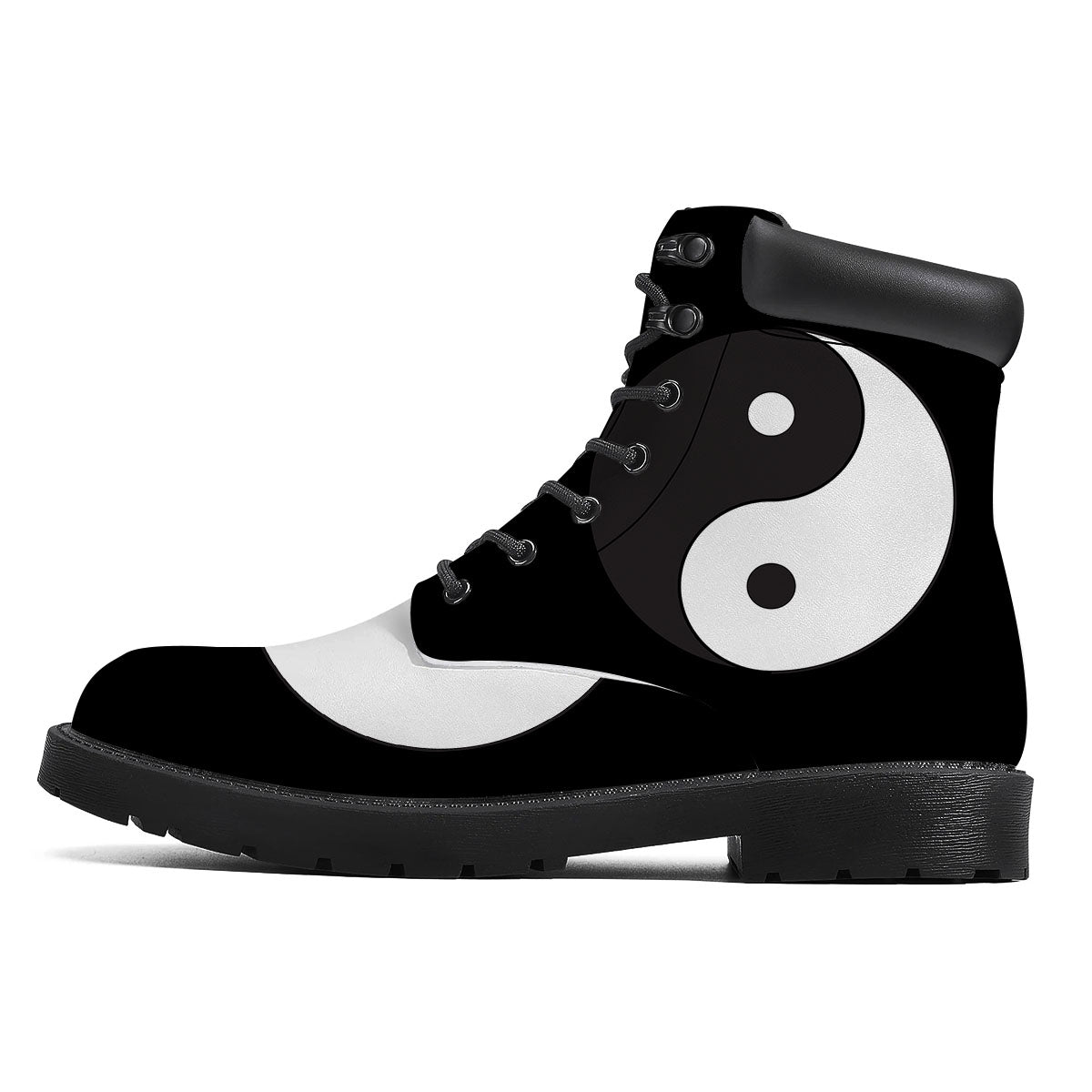 Yin Yang Symbol White And Black Print Boots-grizzshop
