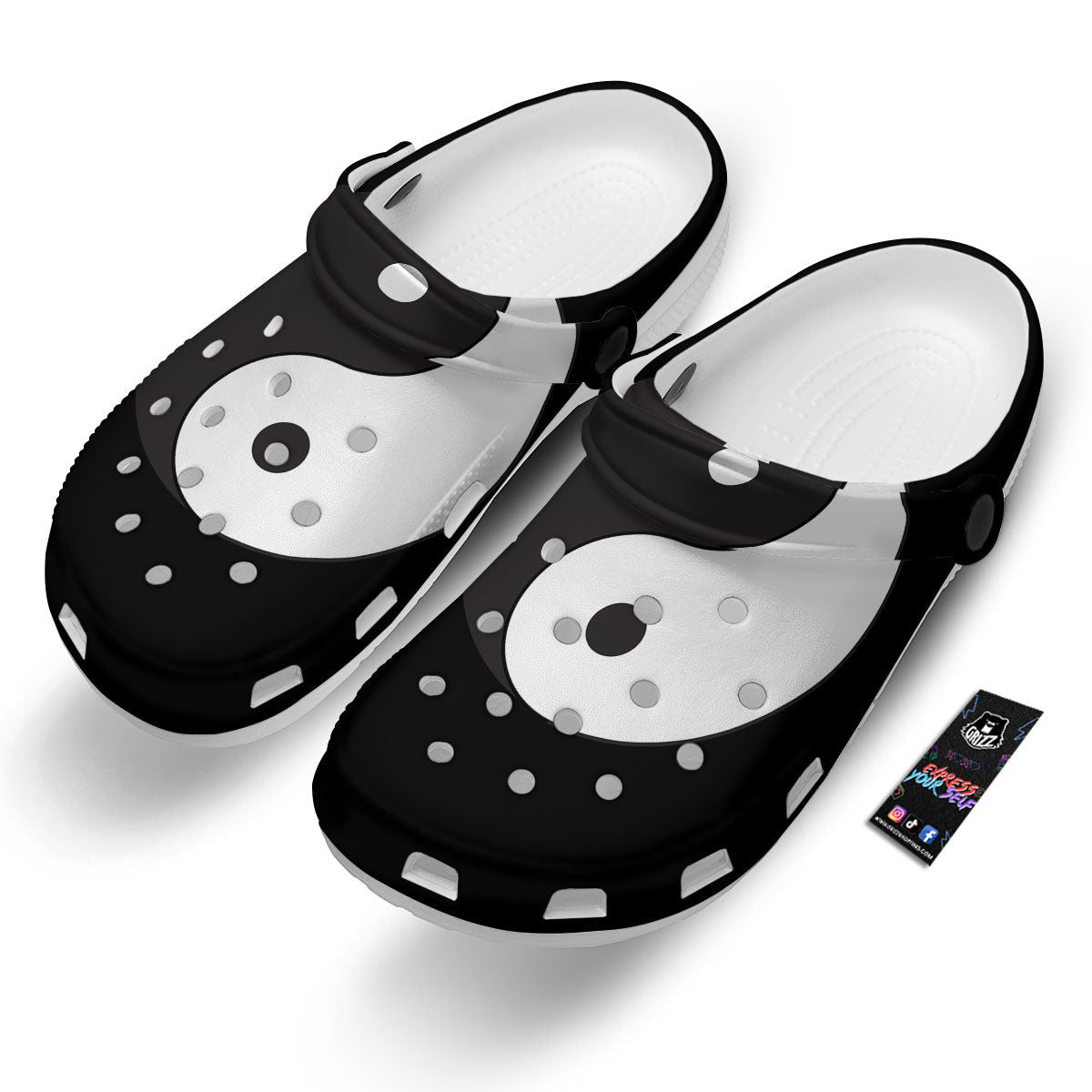 Yin Yang Symbol White And Black Print Clog-grizzshop