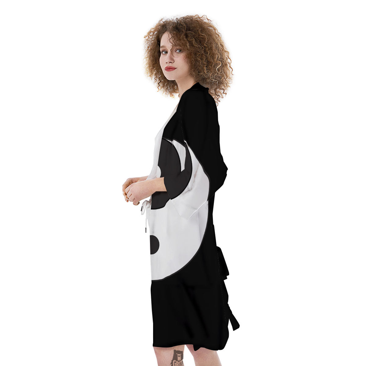 Yin Yang Symbol White And Black Print Kimono-grizzshop