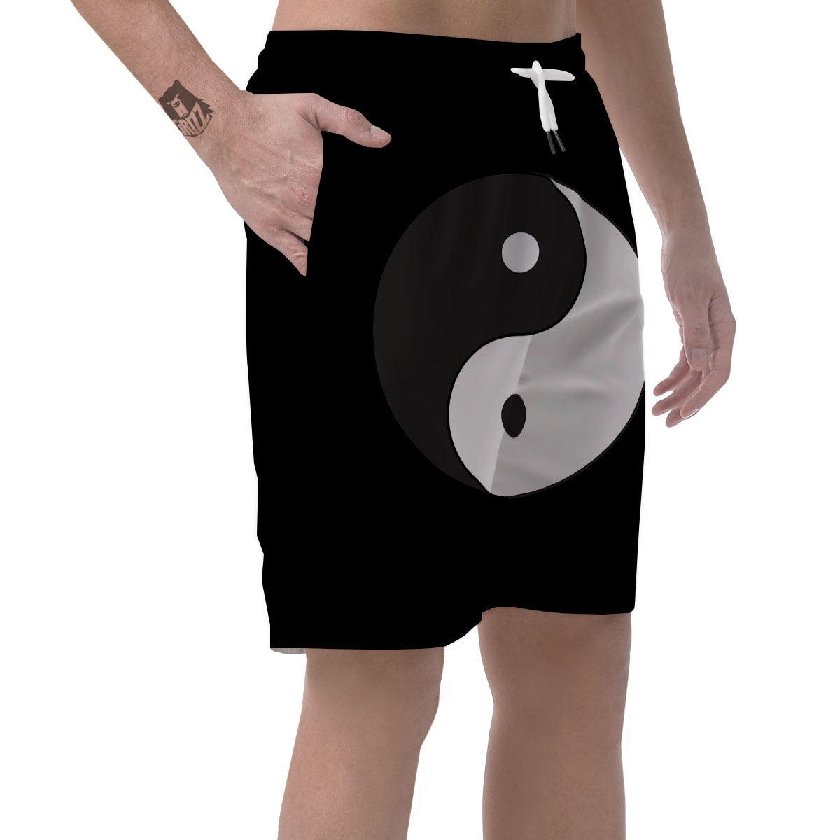 Yin Yang Symbol White And Black Print Men's Shorts-grizzshop