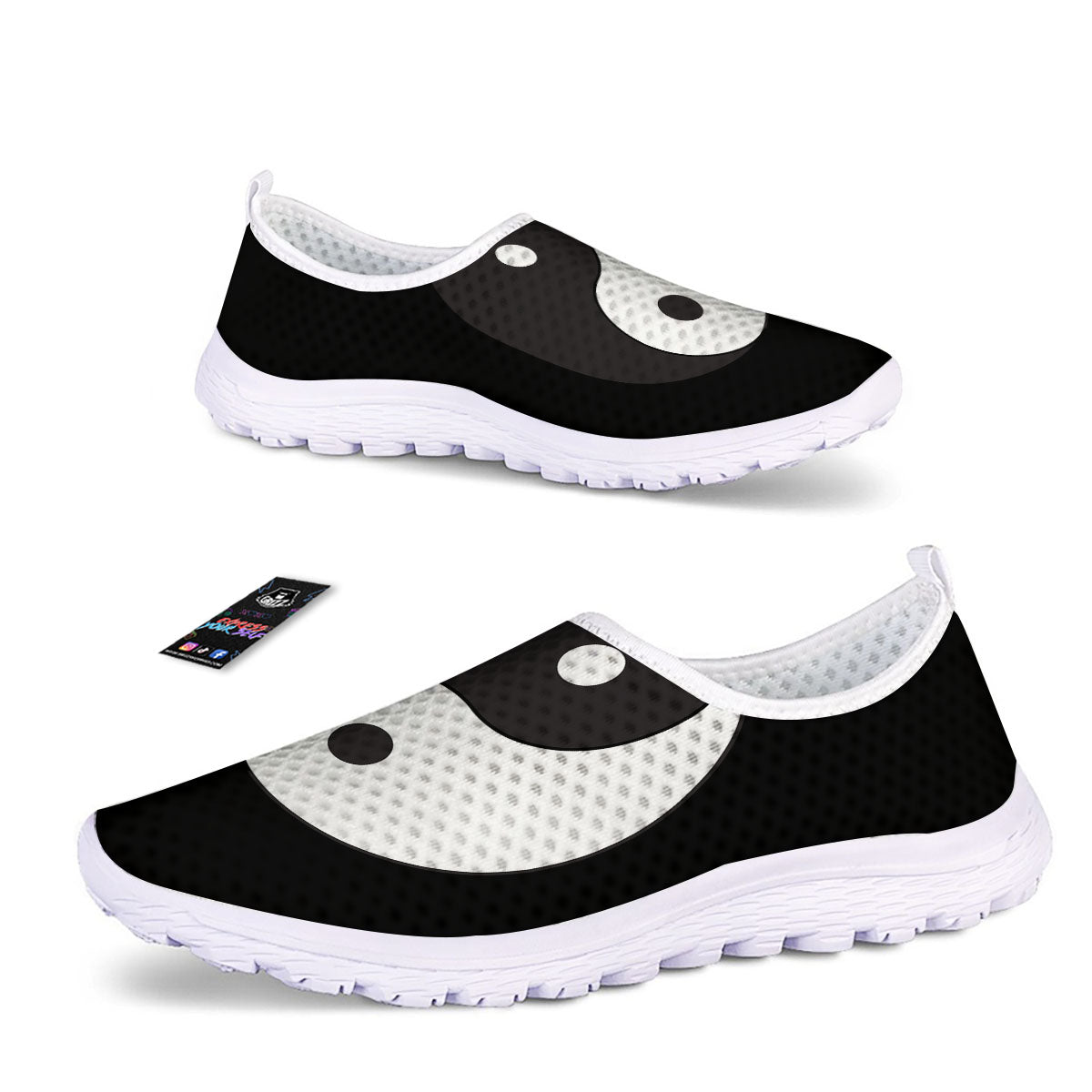 Yin Yang Symbol White And Black Print Nurse Shoes-grizzshop
