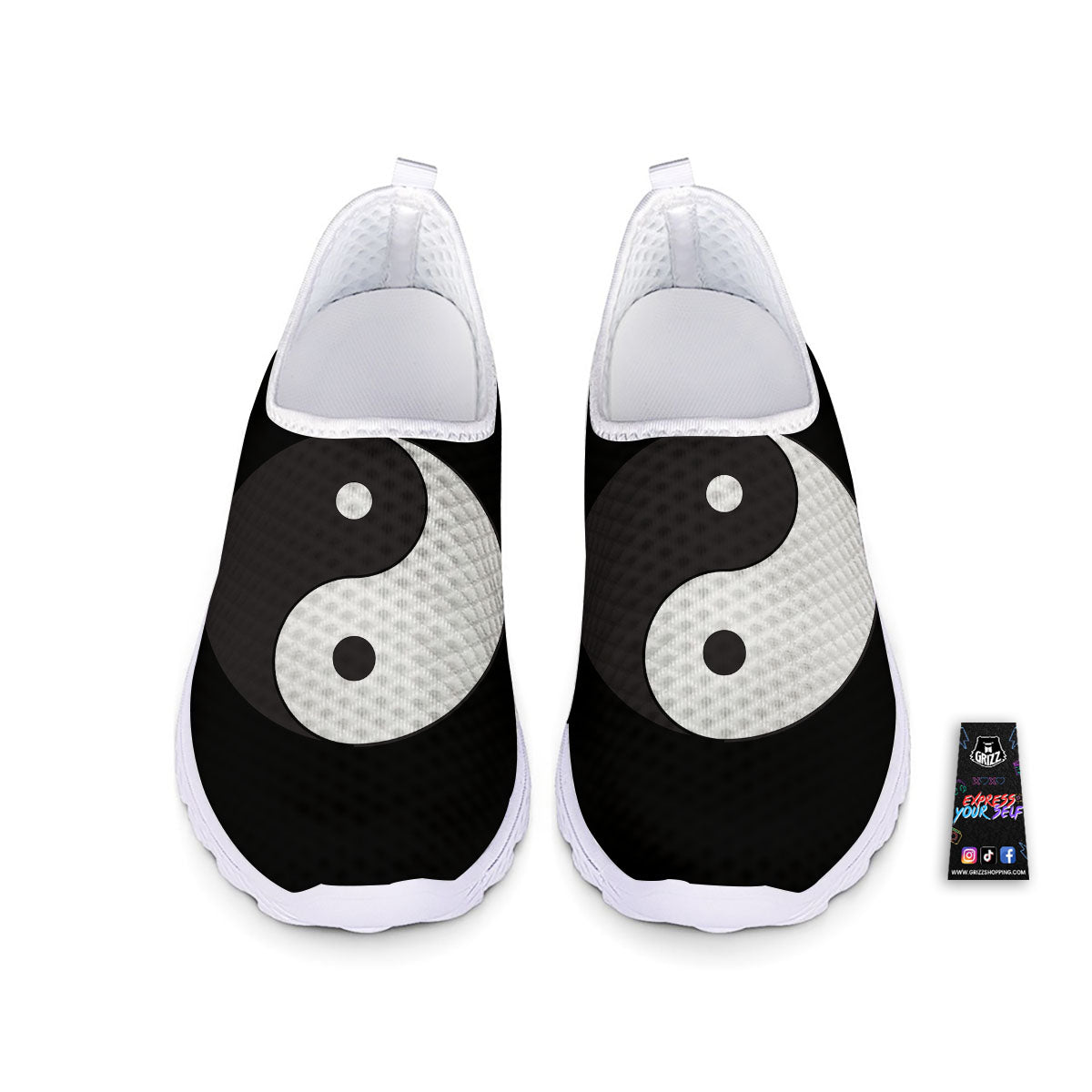 Yin Yang Symbol White And Black Print Nurse Shoes-grizzshop