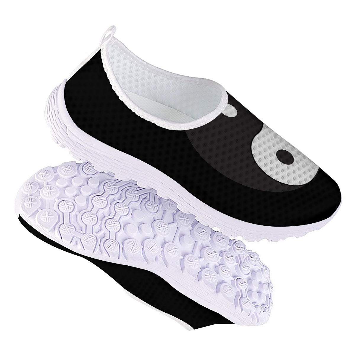 Yin Yang Symbol White And Black Print Nurse Shoes-grizzshop