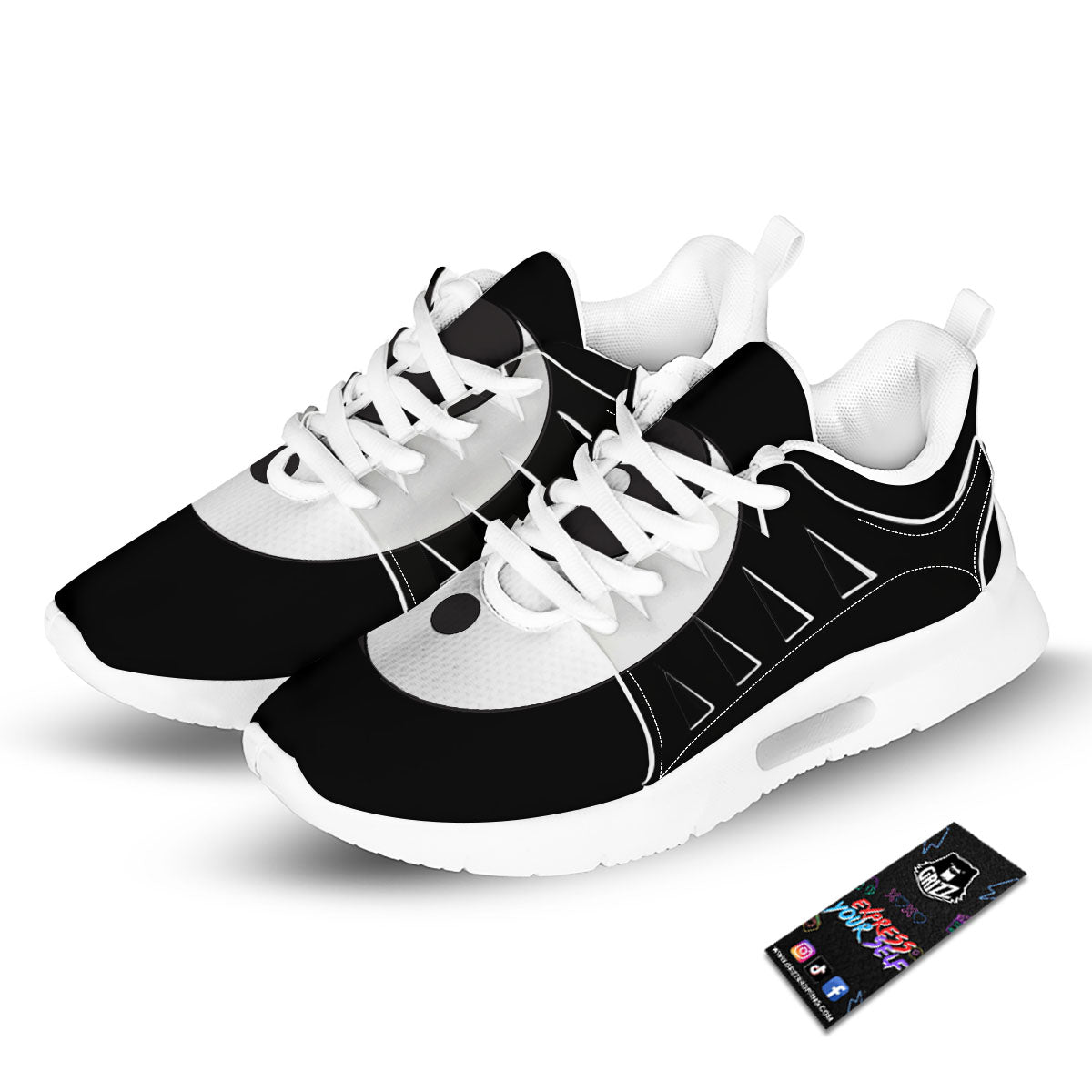 Yin Yang Symbol White And Black Print Tennis Shoes-grizzshop