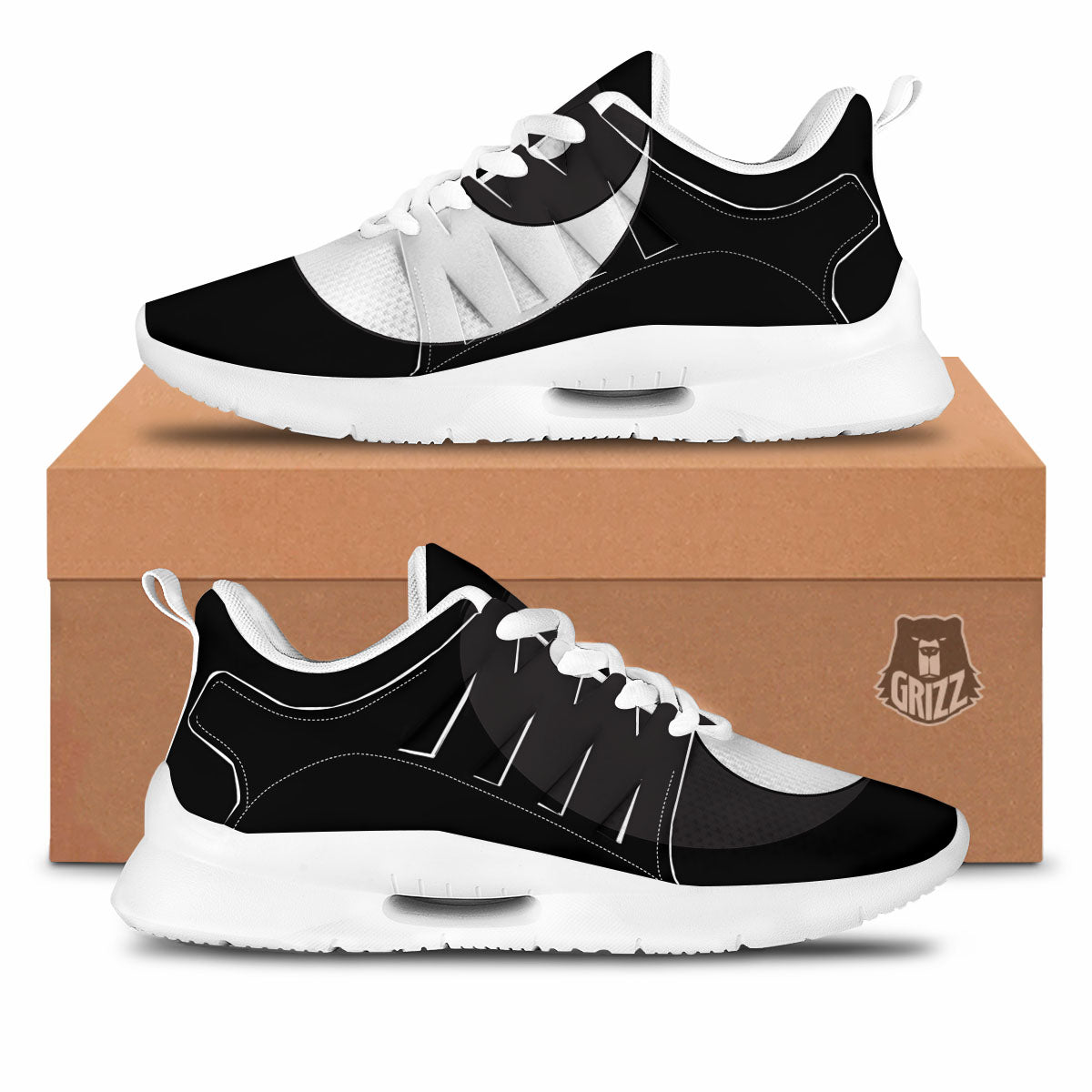 Yin Yang Symbol White And Black Print Tennis Shoes-grizzshop