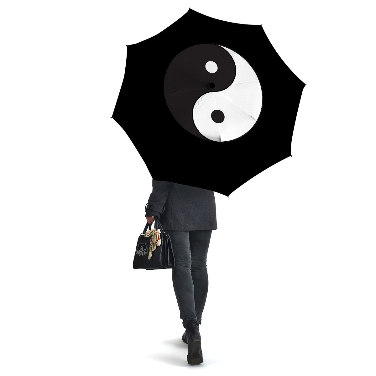Yin Yang Symbol White And Black Print Umbrella-grizzshop