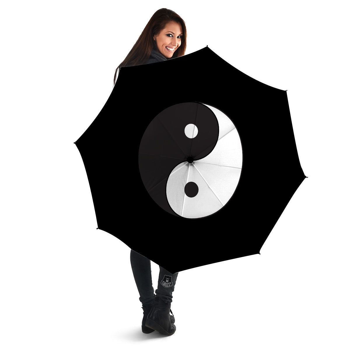 Yin Yang Symbol White And Black Print Umbrella-grizzshop