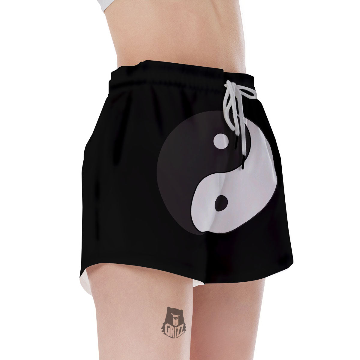 Yin Yang Symbol White And Black Print Women's Shorts-grizzshop