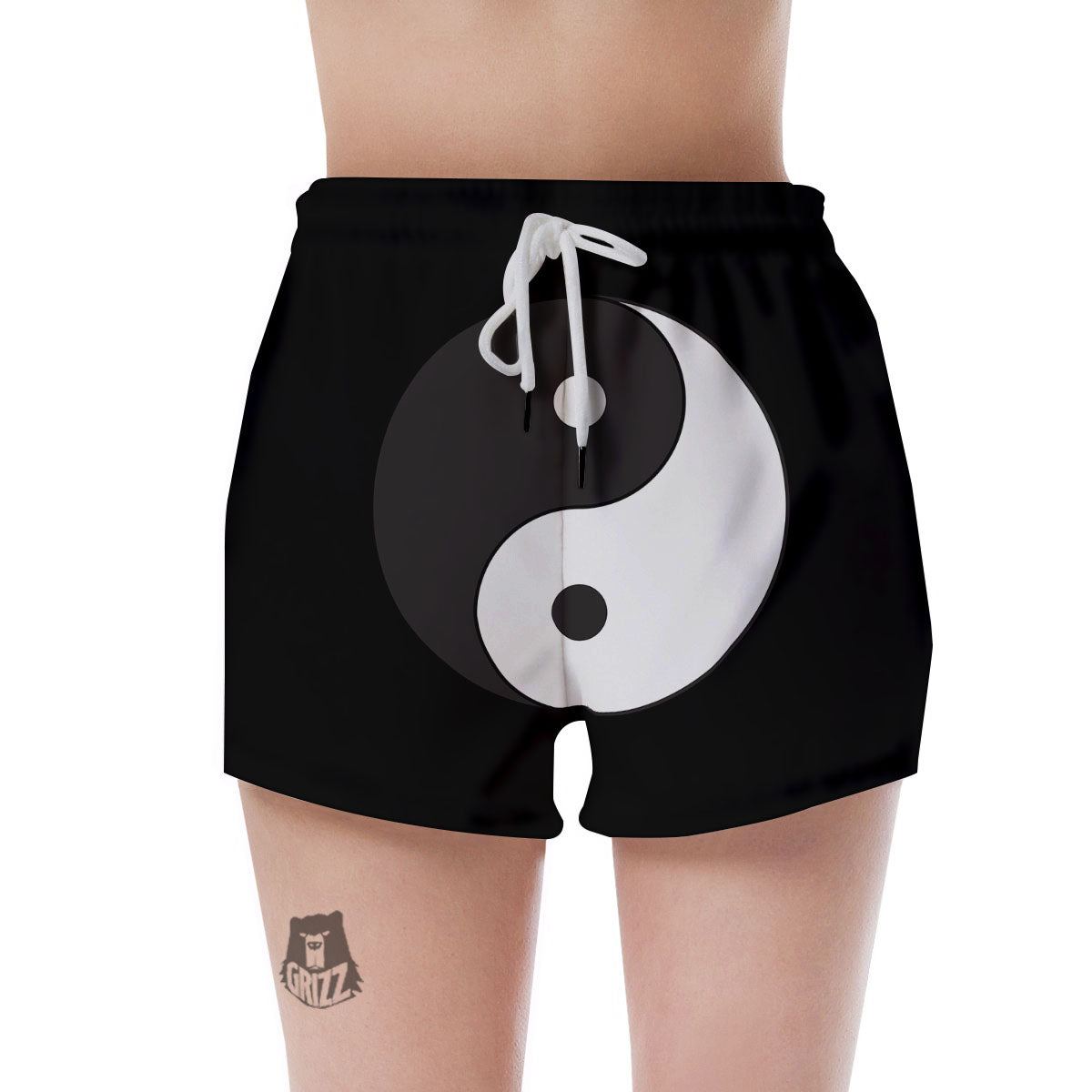 Yin Yang Symbol White And Black Print Women's Shorts-grizzshop