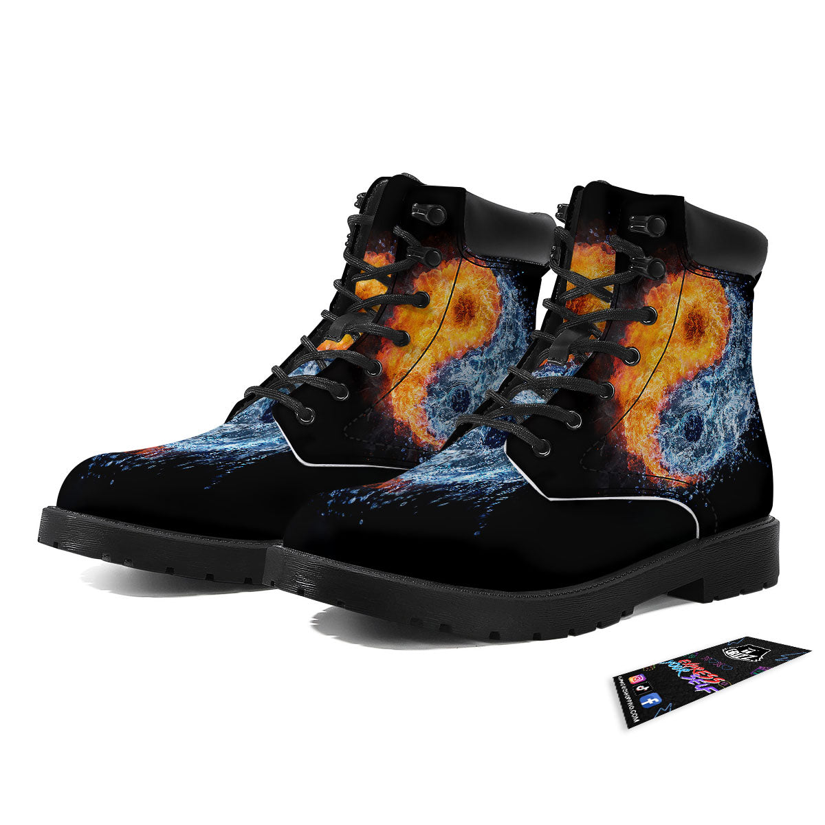 Yin Yang Water And Fire Print Boots-grizzshop