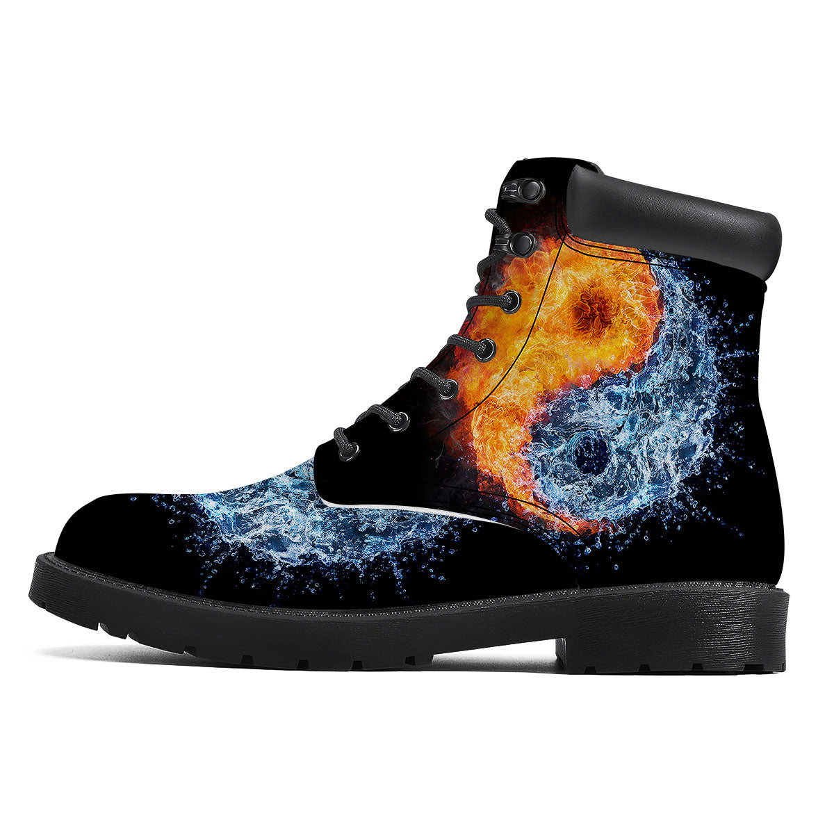 Yin Yang Water And Fire Print Boots-grizzshop