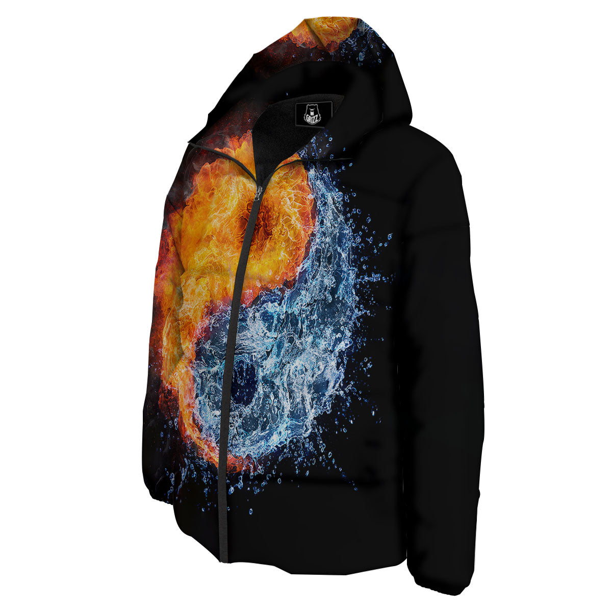 Yin Yang Water And Fire Print Down Jacket-grizzshop