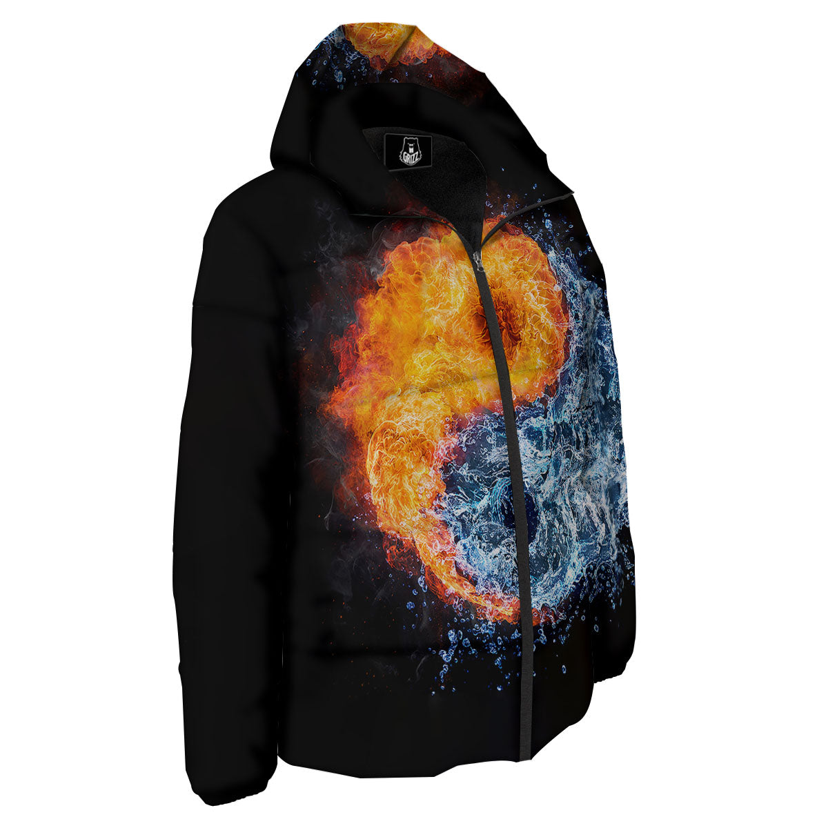 Yin Yang Water And Fire Print Down Jacket-grizzshop