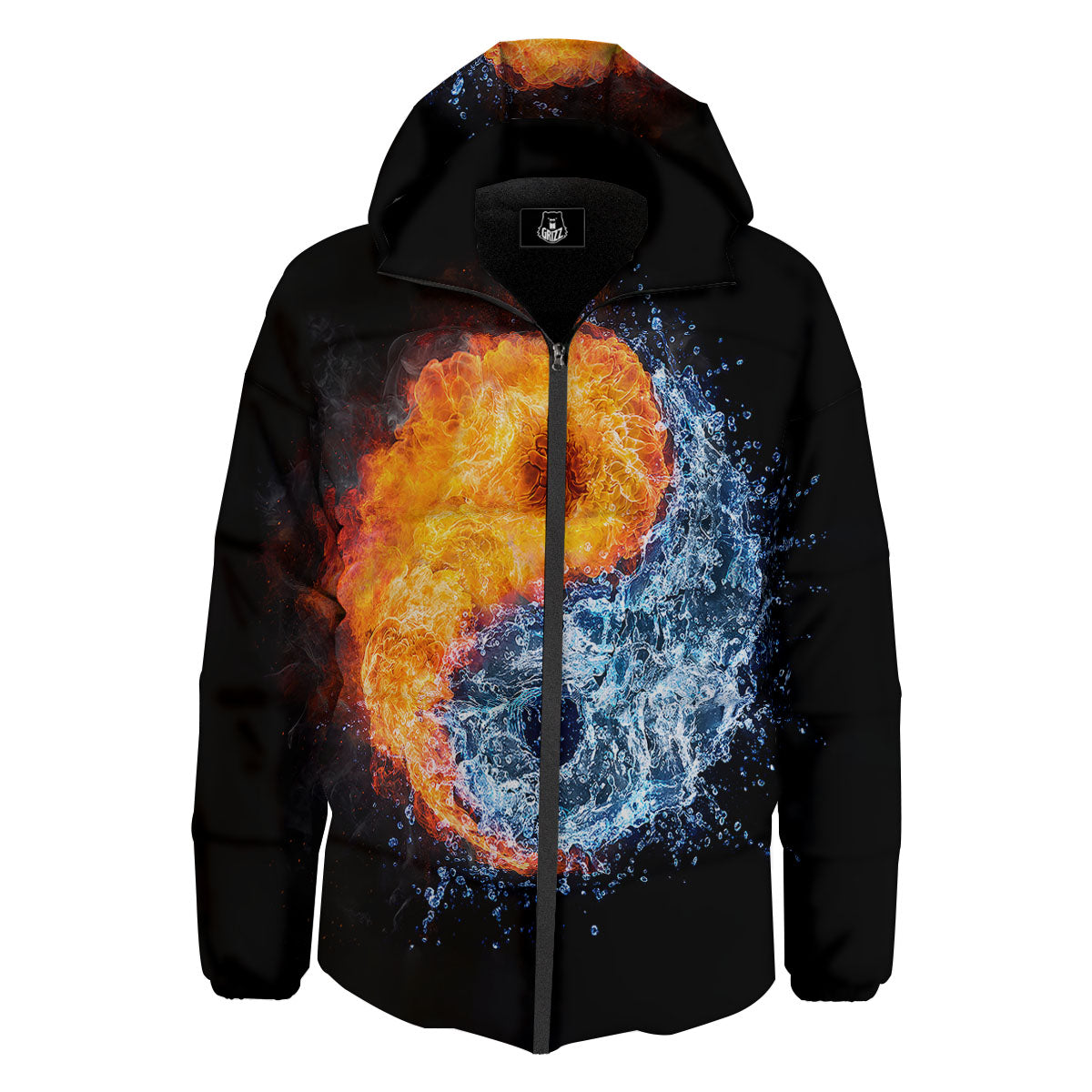 Yin Yang Water And Fire Print Down Jacket-grizzshop
