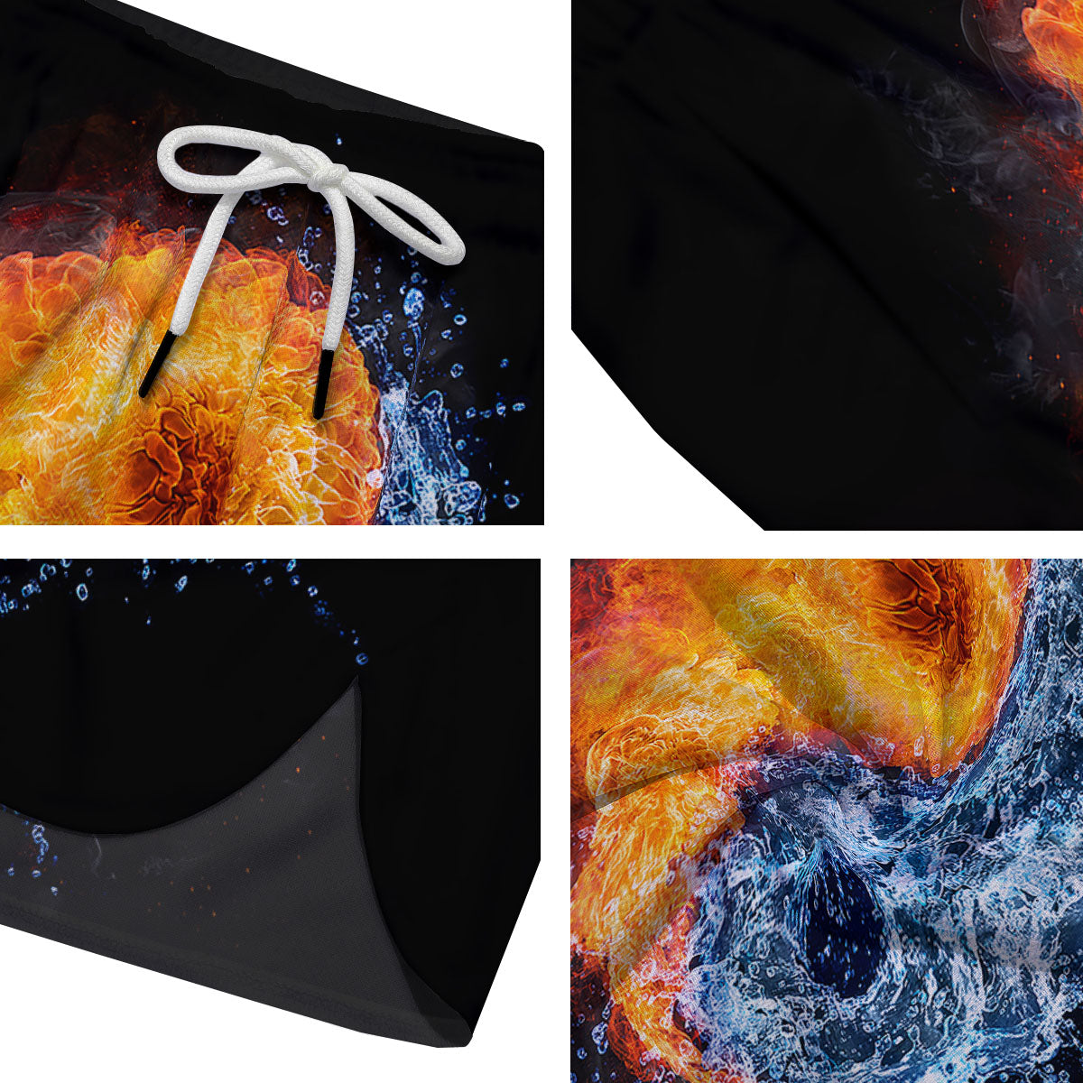 Yin Yang Water And Fire Print Men's Running Shorts-grizzshop
