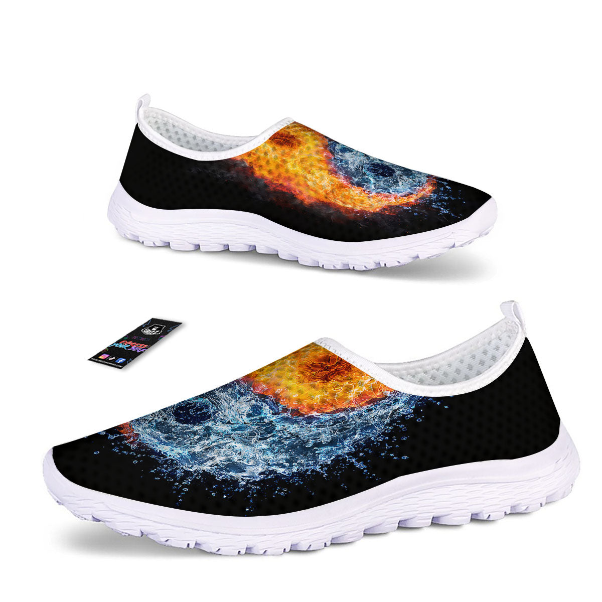 Yin Yang Water And Fire Print Nurse Shoes-grizzshop