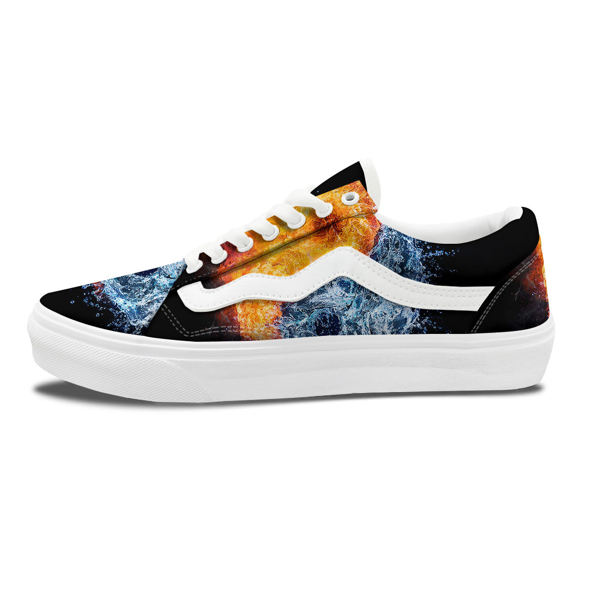 Yin Yang Water And Fire Print Skate Shoes-grizzshop