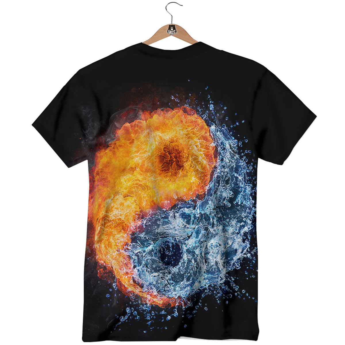 Yin Yang Water And Fire Print T-Shirt-grizzshop