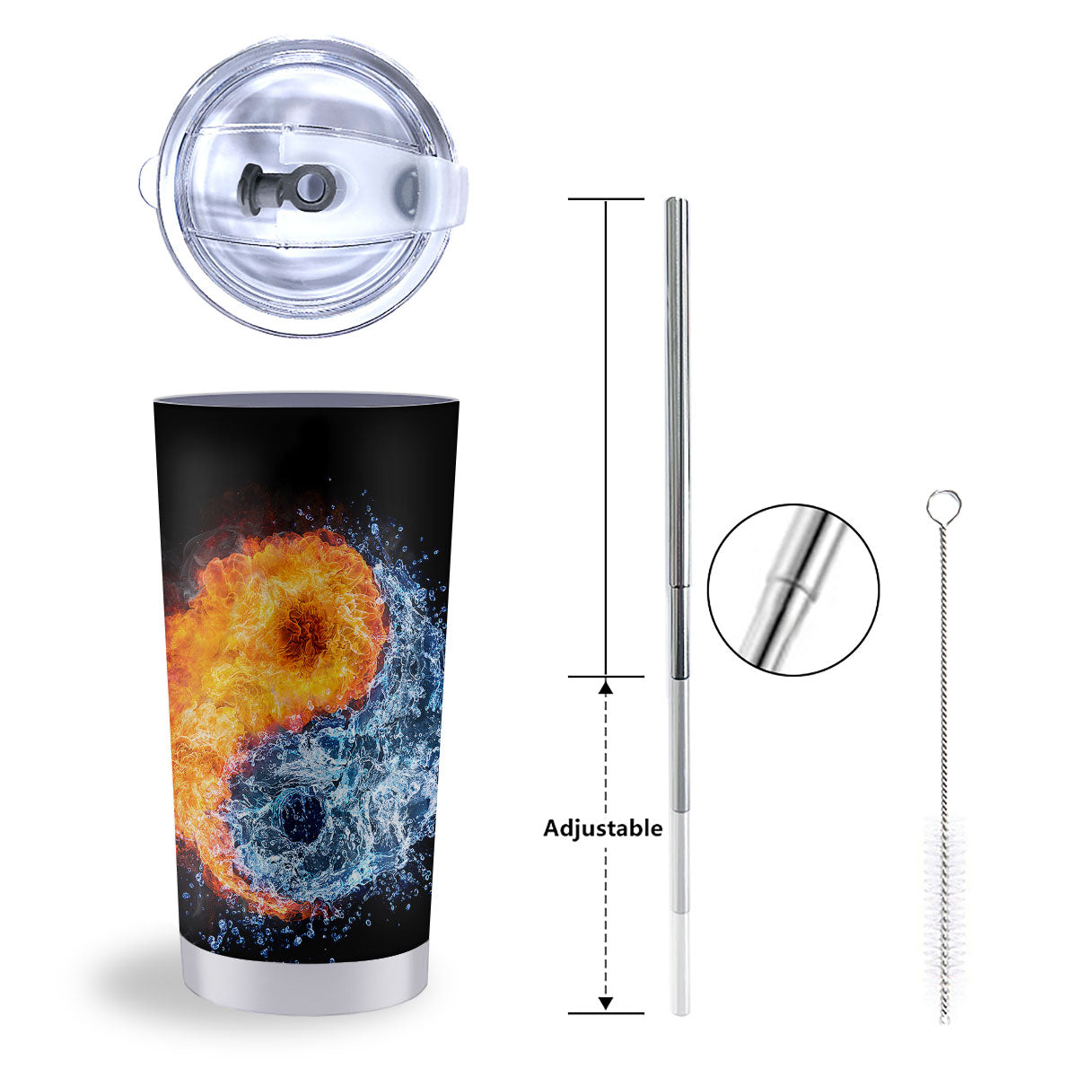 Yin Yang Water And Fire Print Tumbler-grizzshop